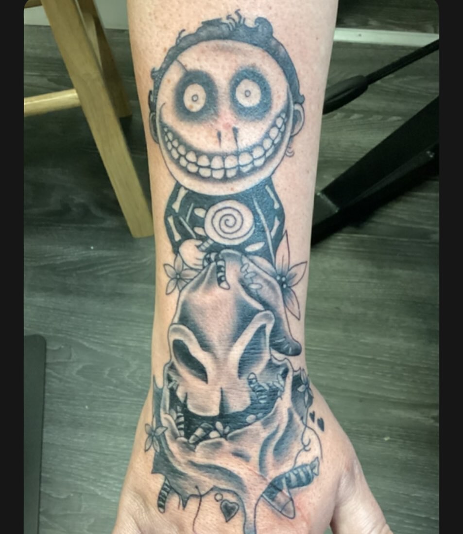 Tattoo by @tattooerin — black_and_grey, dark_realism