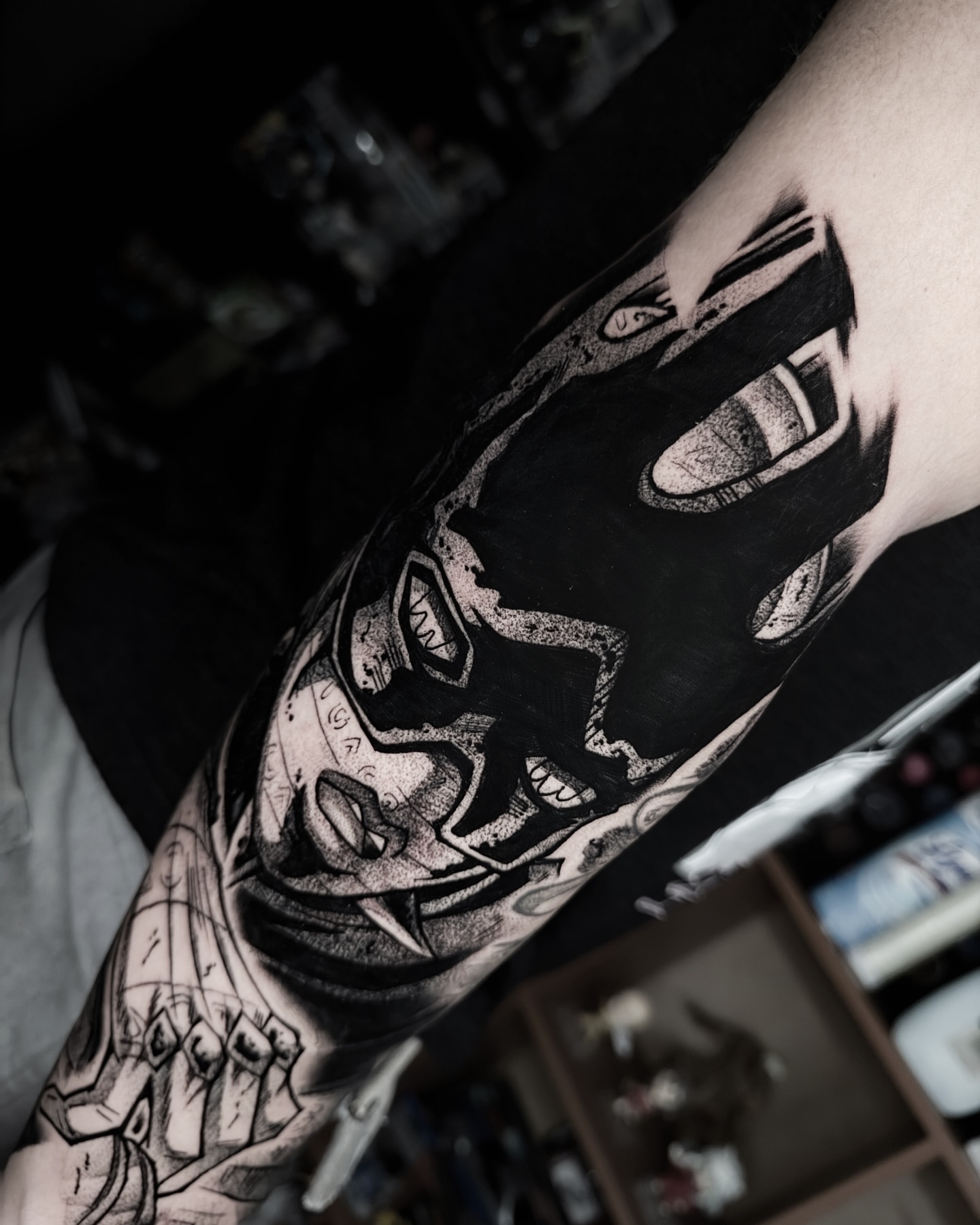 Skull dark realism tattoo on the forearm by Anime