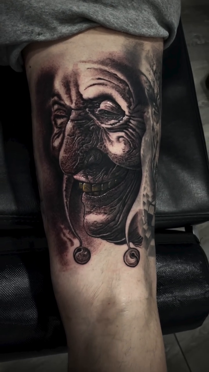 Old man's face realism tattoo by Robert Hernandez
