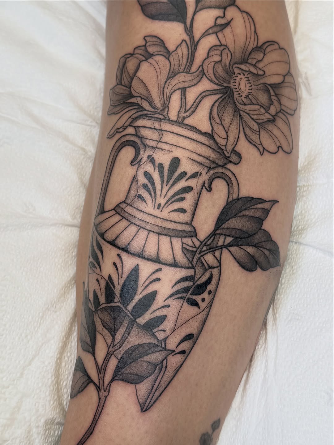 Tattoo by @darkhatchings — black_and_grey, ornamental