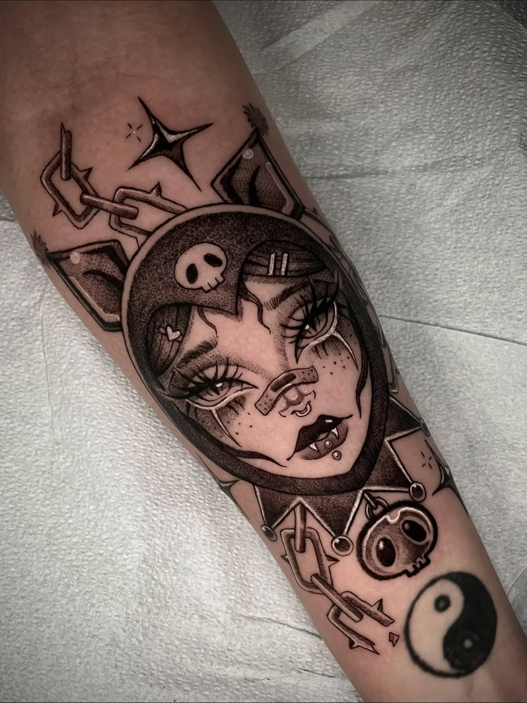 Tattoo by @katstattooth — black_and_grey, chicano