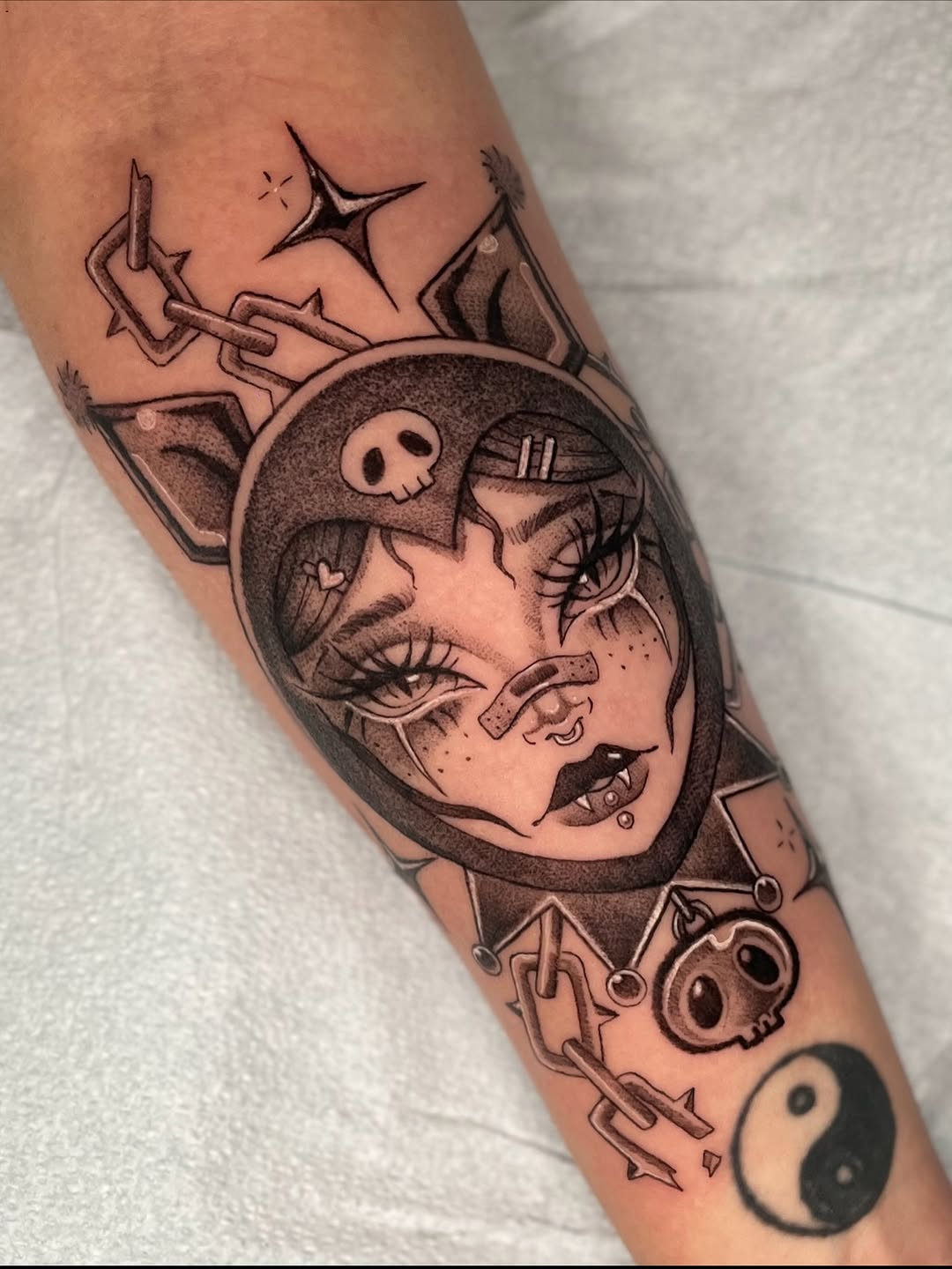 Tattoo by @katstattooth — new_school, black_and_grey