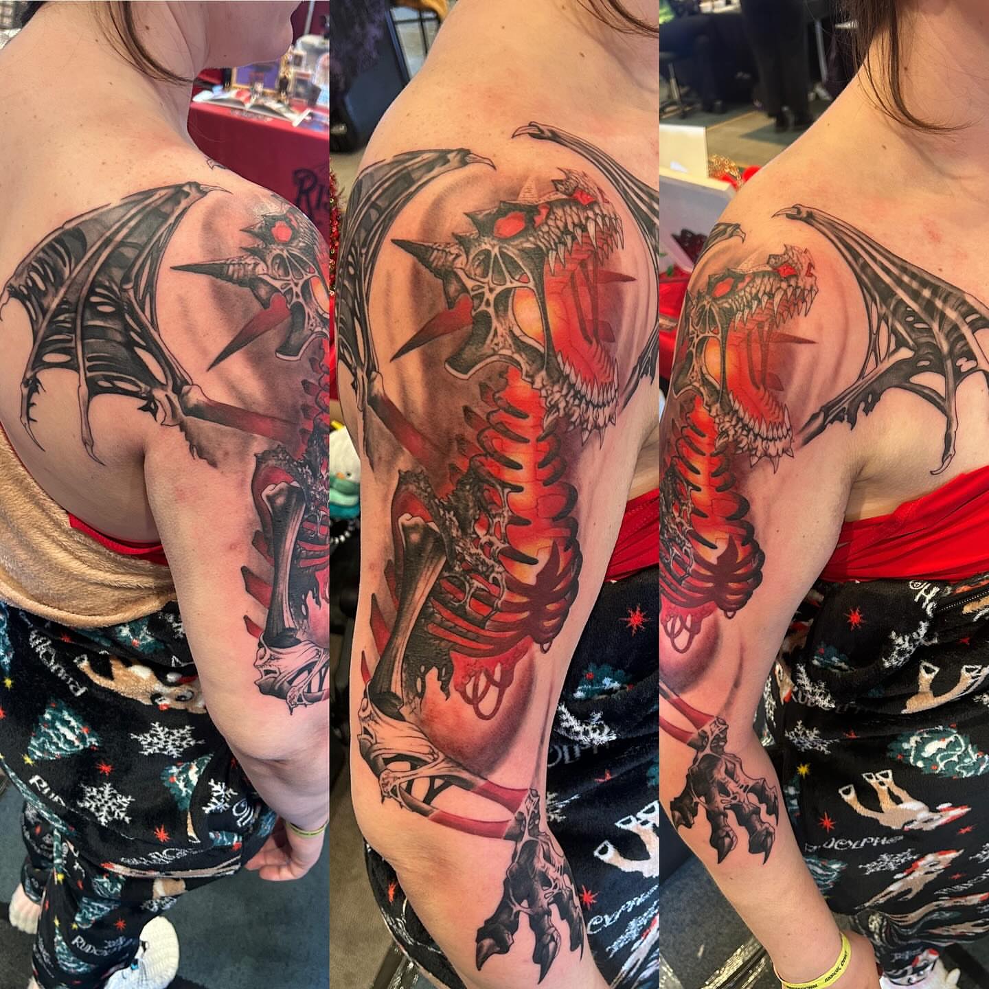 Dragon dark realism tattoo on the shoulder by Adam Zgorliski_STStattoo
