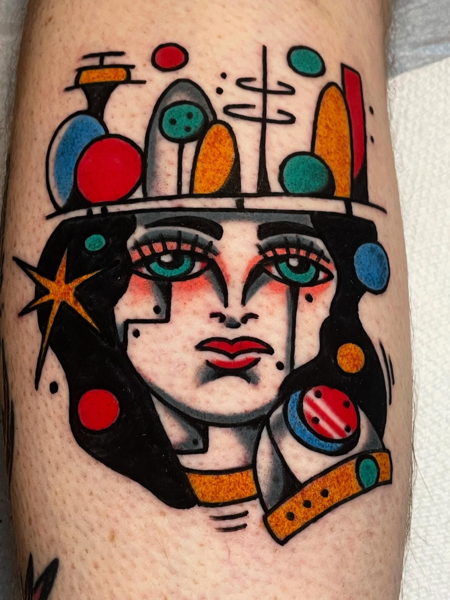 Tattoo by @okaytats — american_traditional, geometric