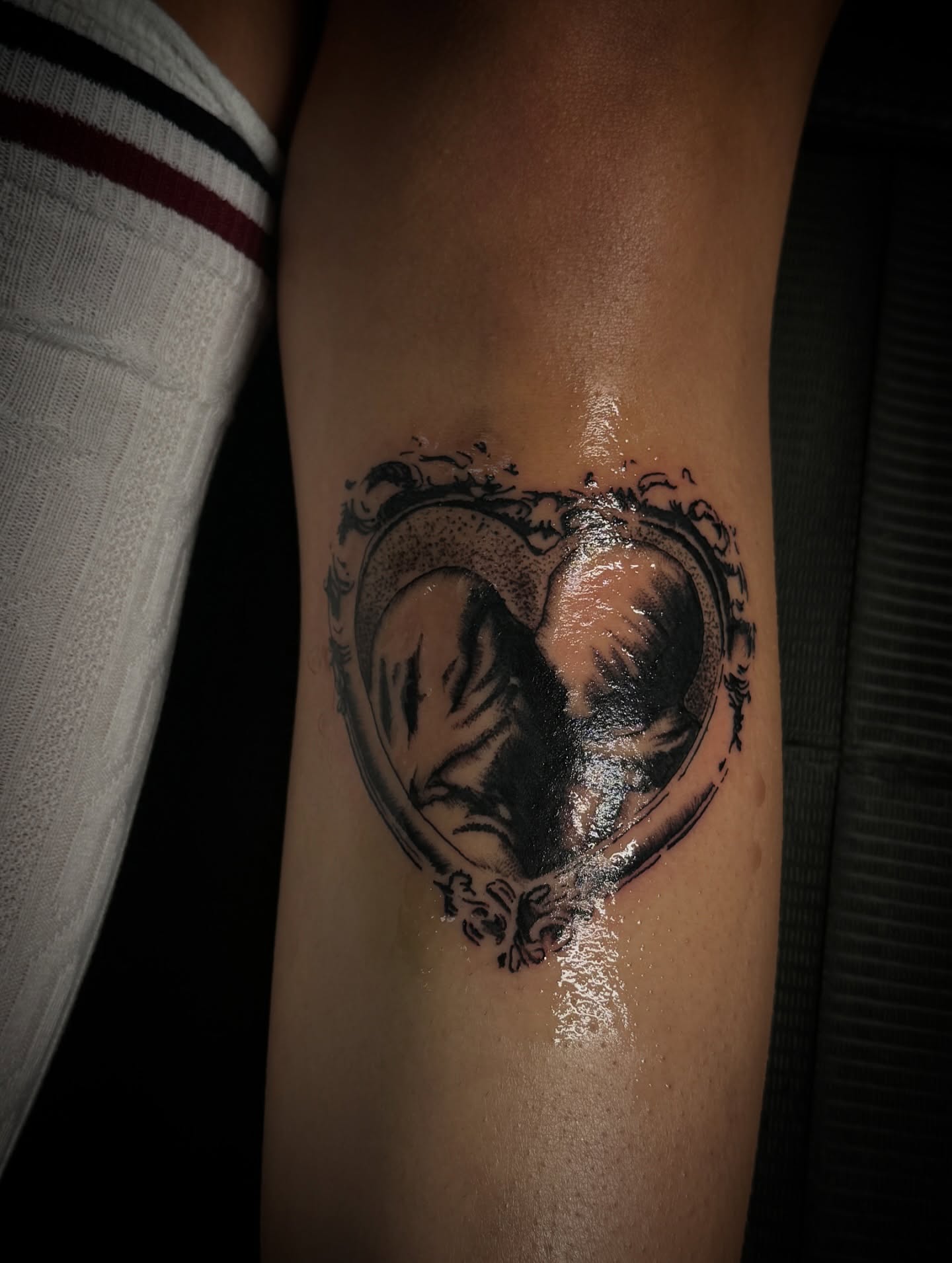 Heart dotwork tattoo on the forearm by star🪭
