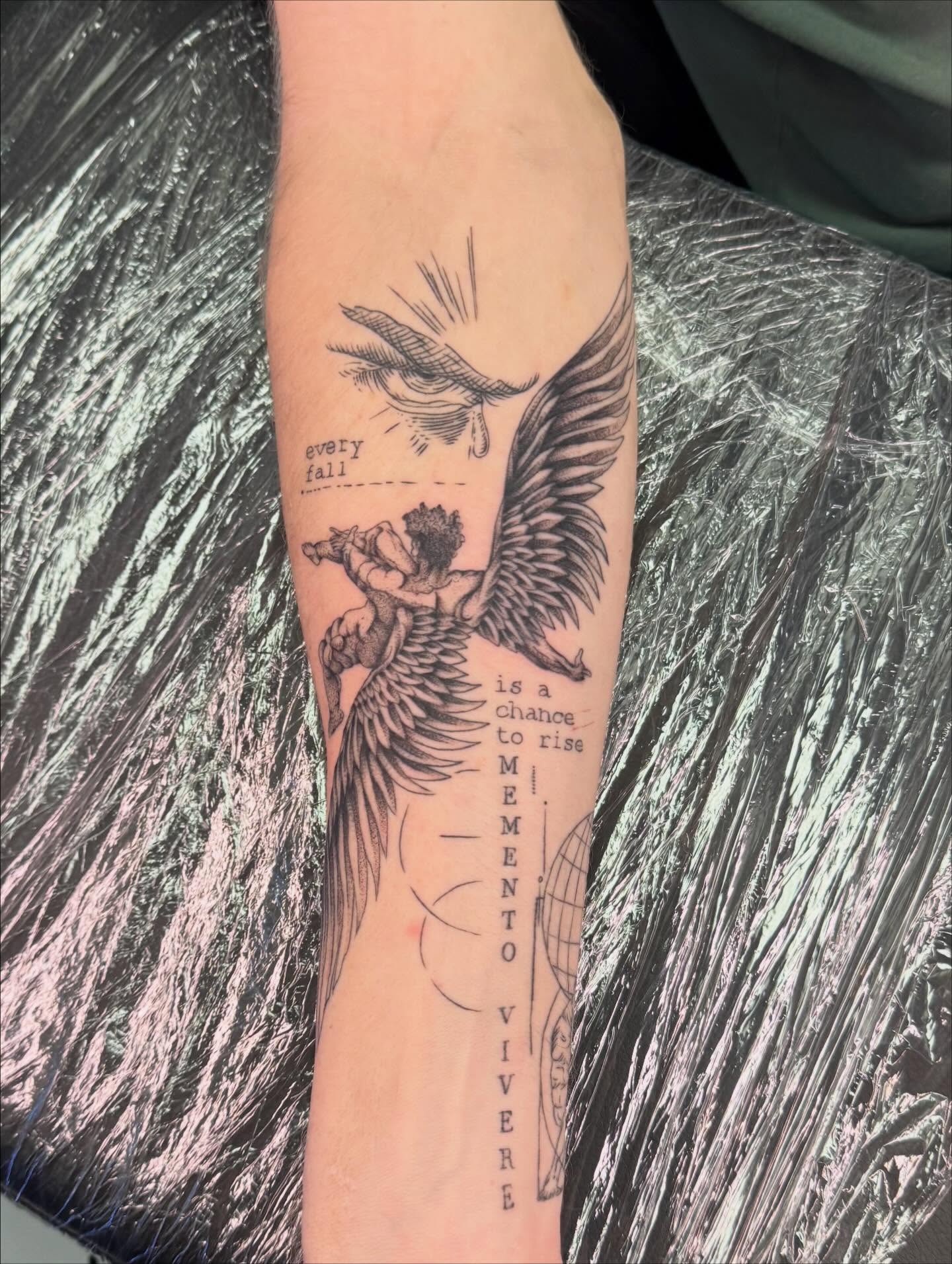 Phoenix rising realism tattoo on the forearm by haylie