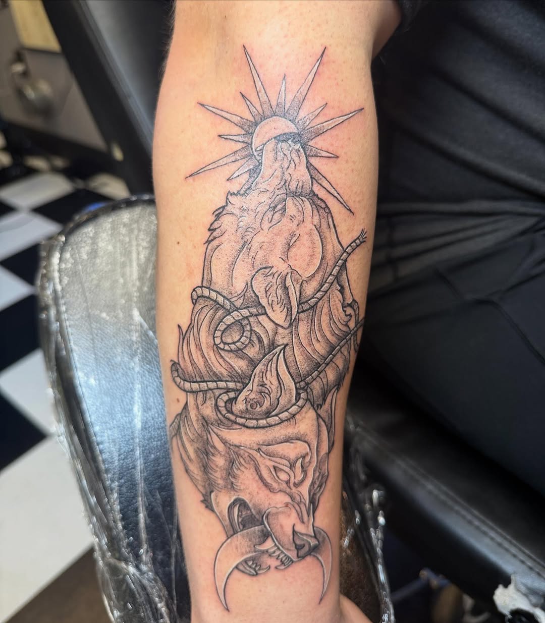 Tattoo by @inkbygoose — black_and_grey, illustrative
