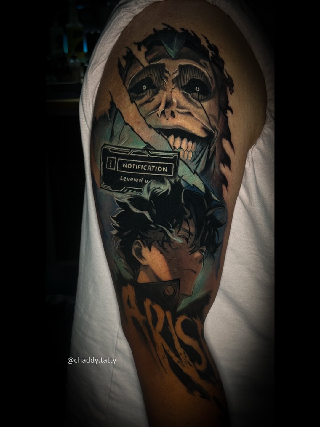 Tattoo by @chaddy.tatty — anime, realism