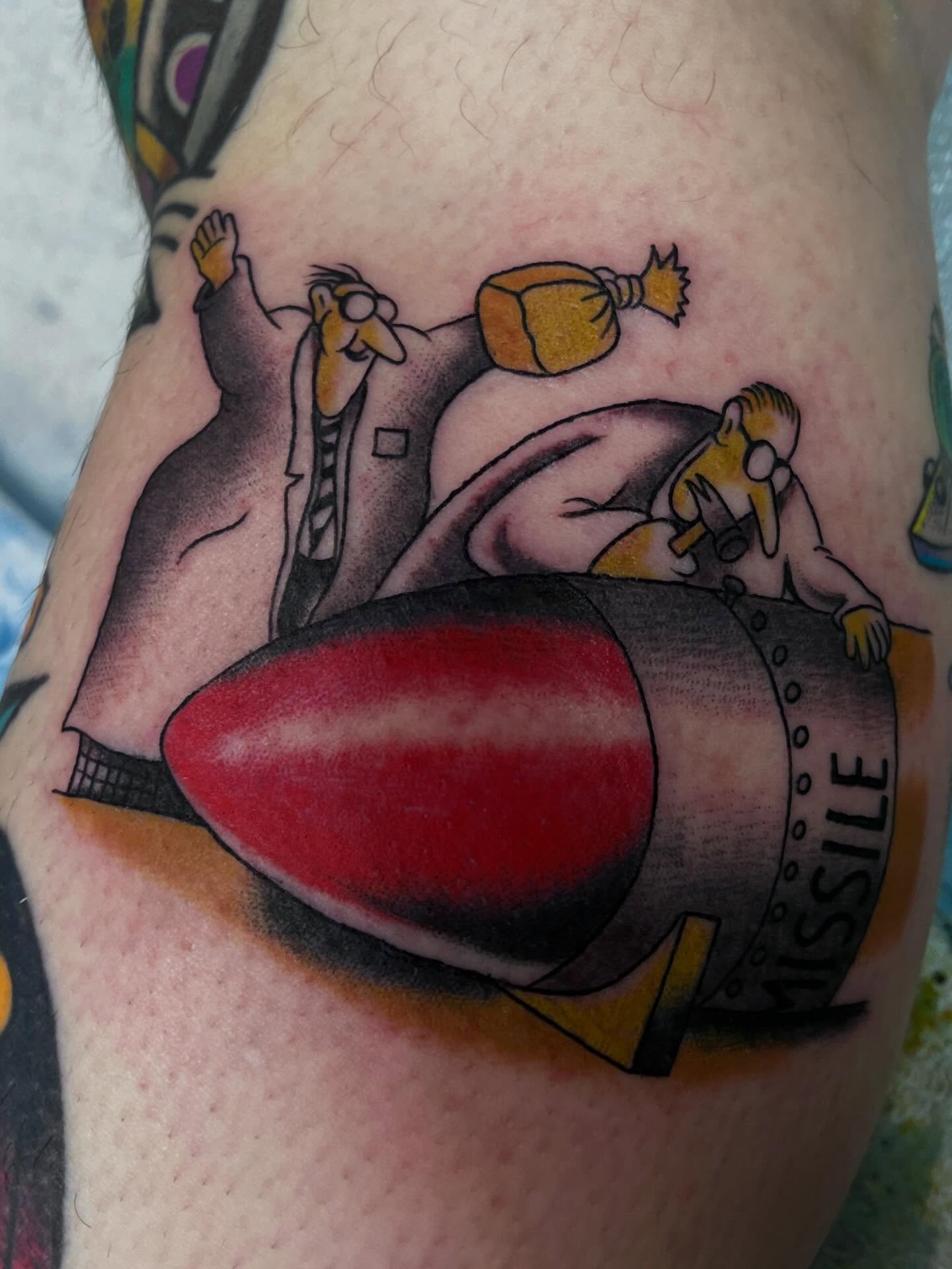 Missile realism tattoo on the forearm by ☠︎ ︎𝗘𝗩𝗔 ☠︎︎