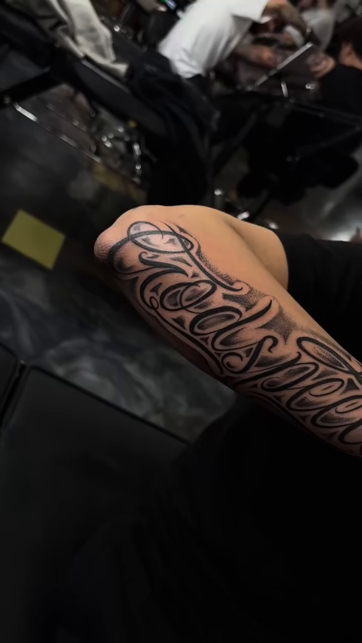 Fodspeed lettering script tattoo by Kevin