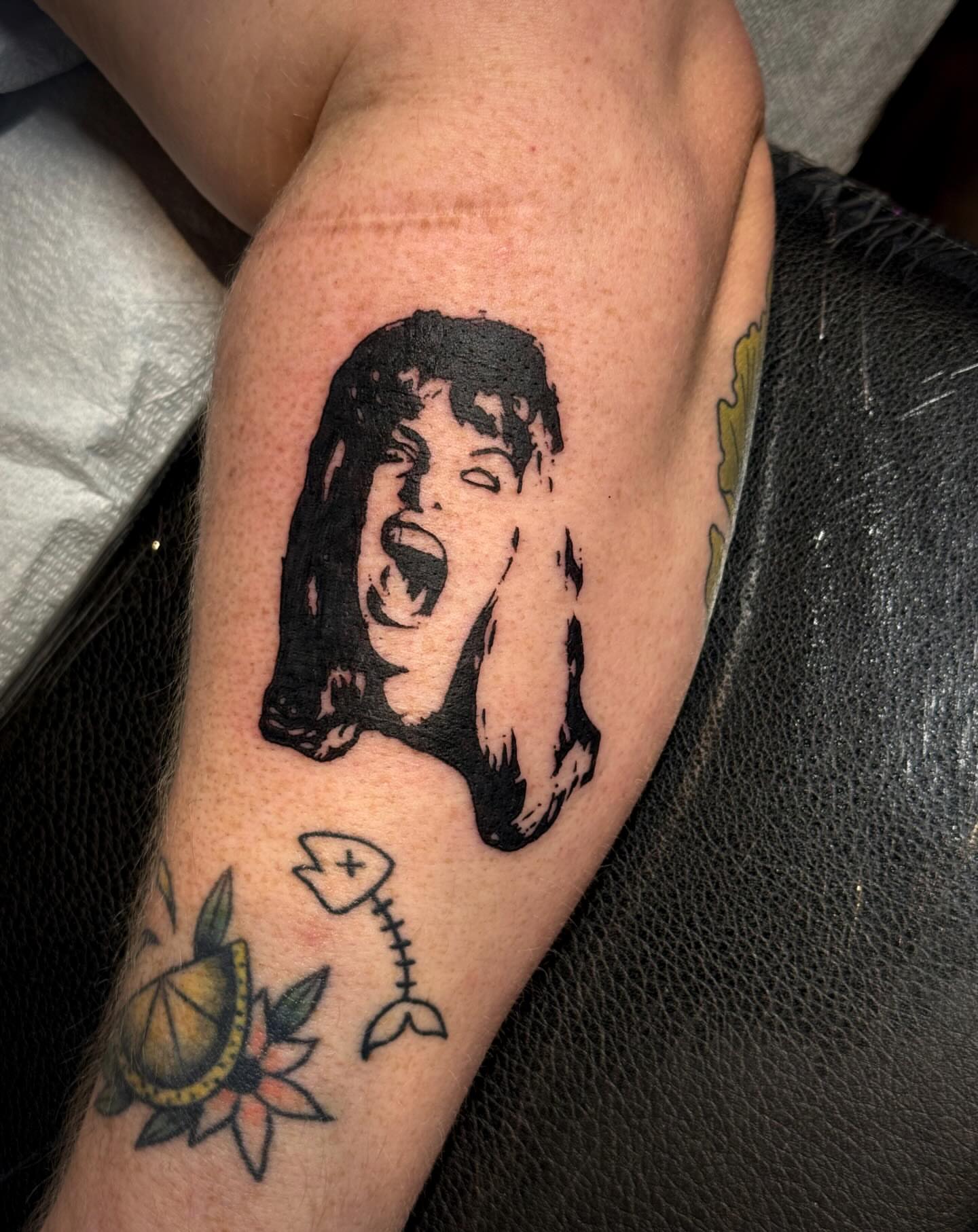 Scream black and grey tattoo on the forearm by Luna Enriquez⚡️, Portland, Oregon