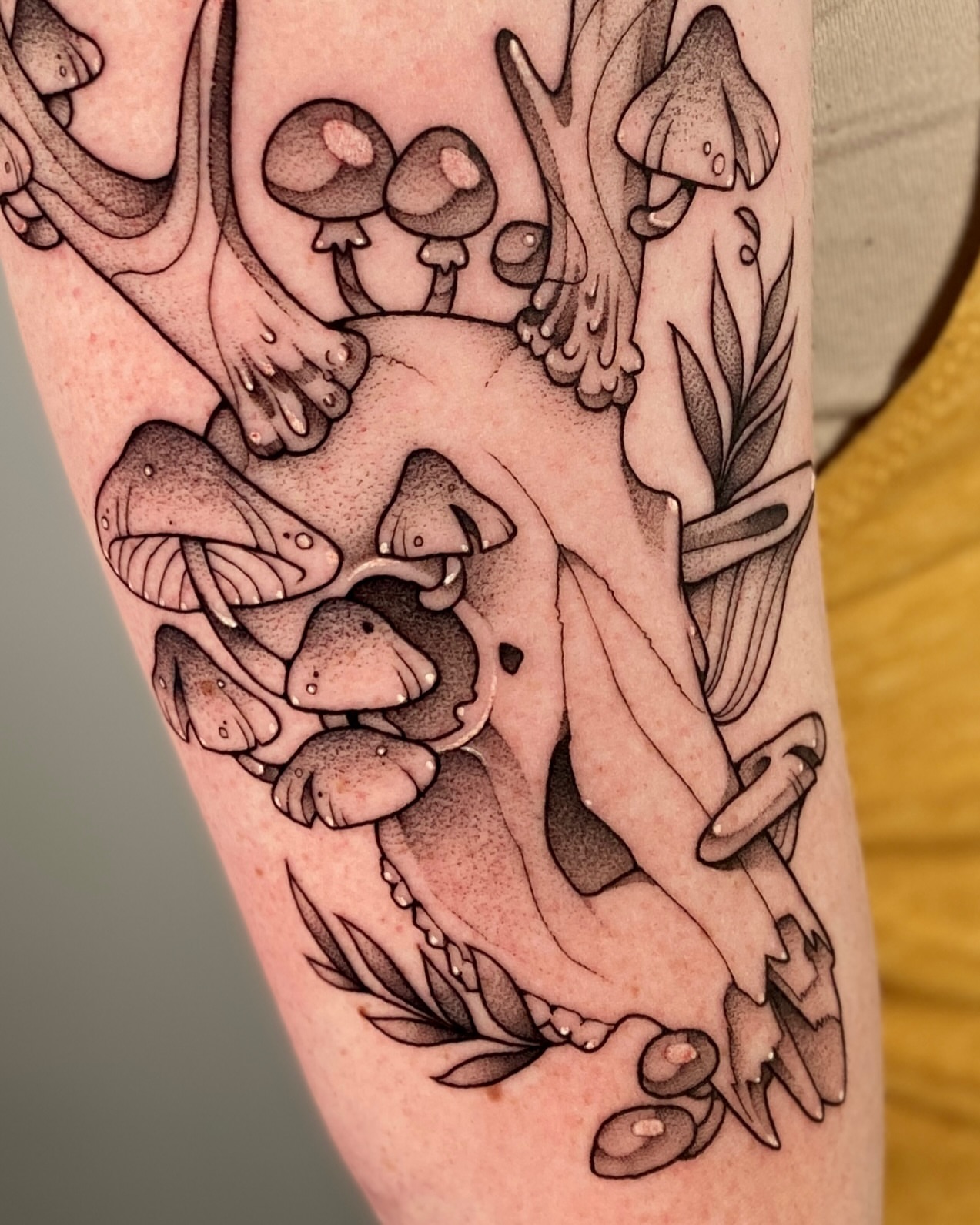 Tattoo by @deerbatstats — dotwork, black_and_grey