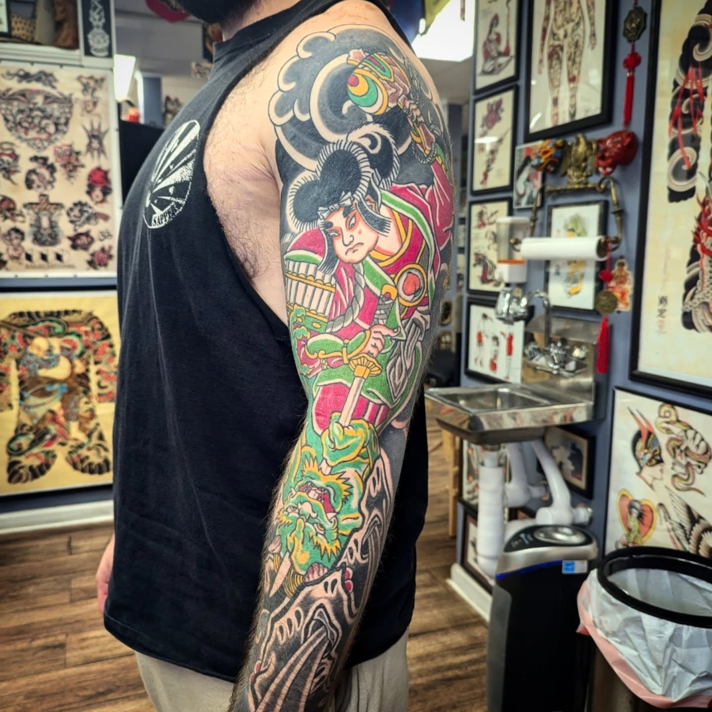 Geisha warrior japanese irezumi tattoo on the upper arm by joseph palladino