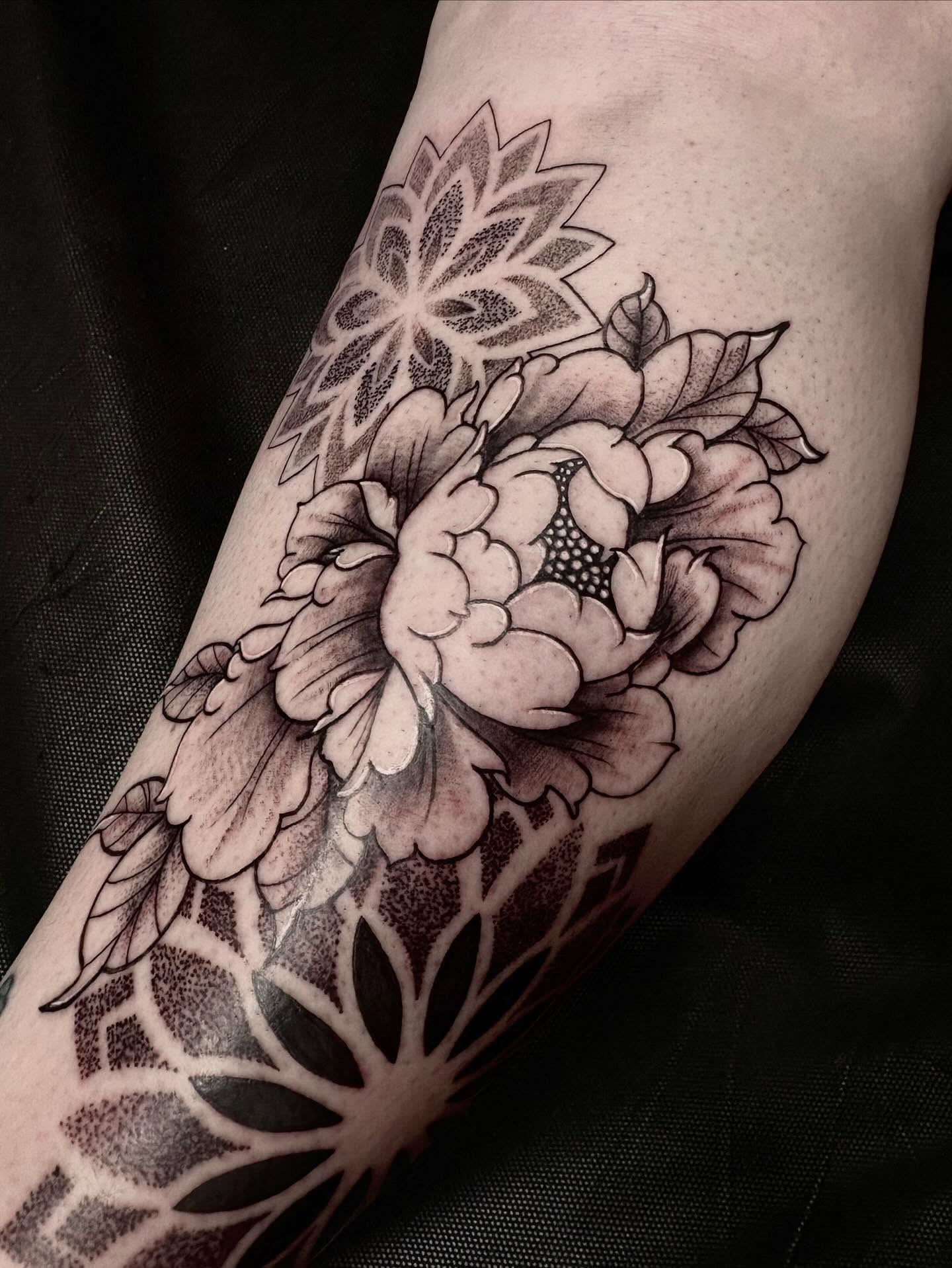 Tattoo by @justjellytattoos — dotwork, black_and_grey