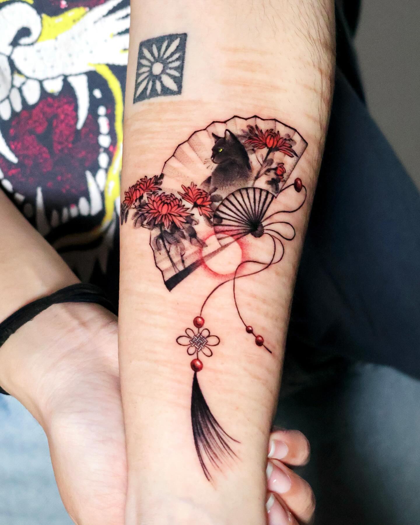 Tattoo by @kaki_tattooer — japanese_irezumi, dotwork
