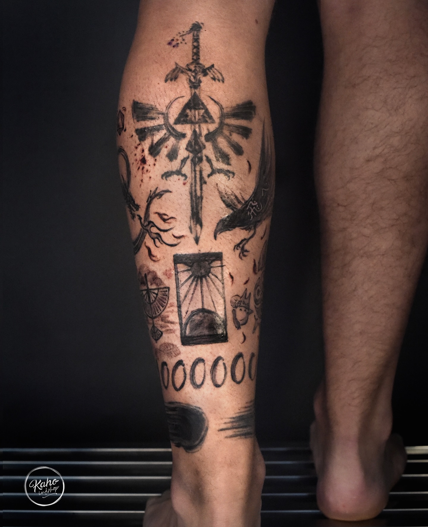 Tattoo by @kahoinkshop — black_and_grey