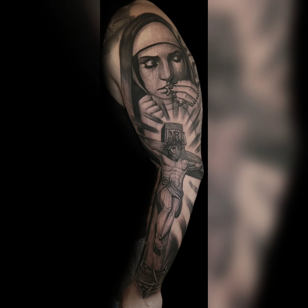 Tattoo by @lmt_customink — realism, black_and_grey
