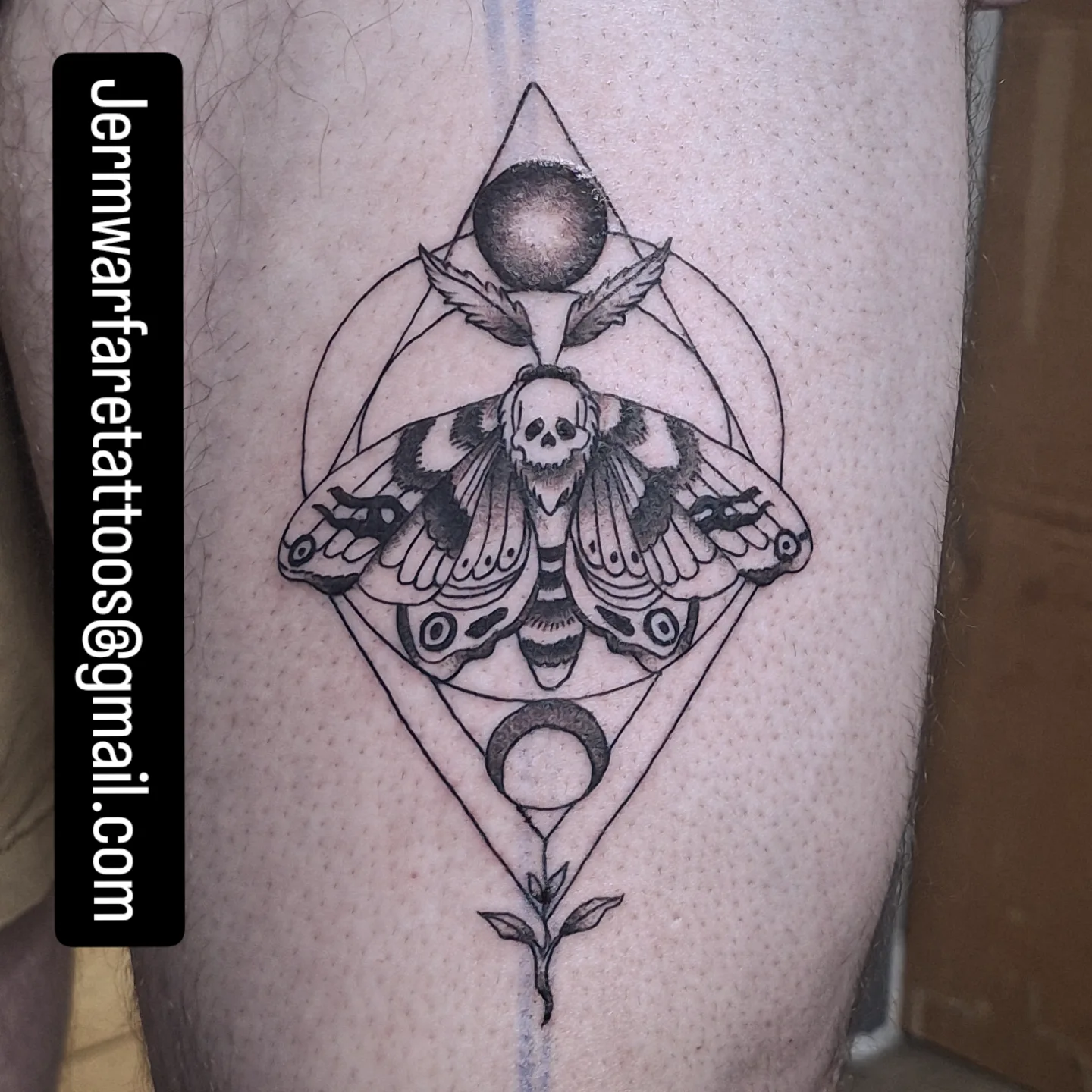 Tattoo by @jermwarfare_tattoos — geometric, black_and_grey