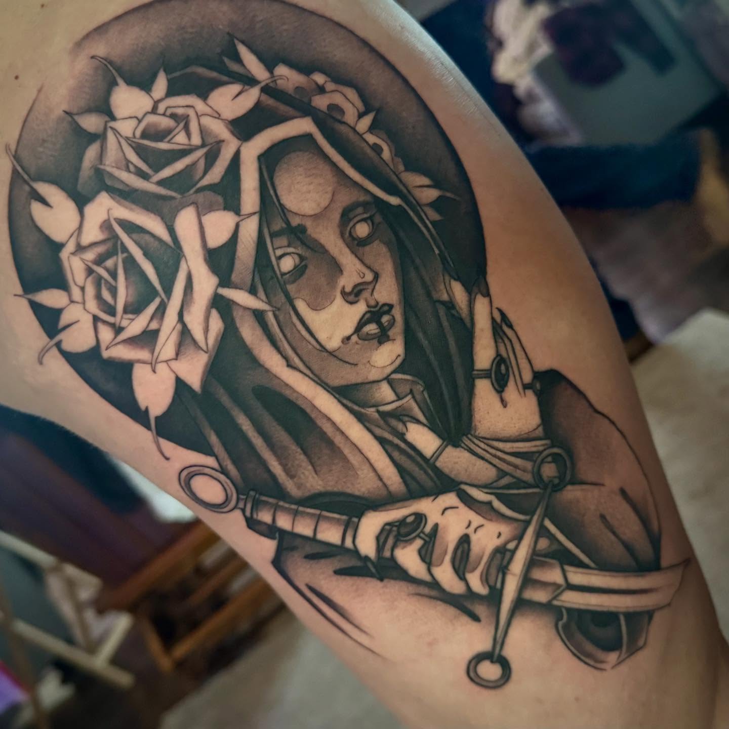 Tattoo by @tattoosbyskip — black_and_grey, realism