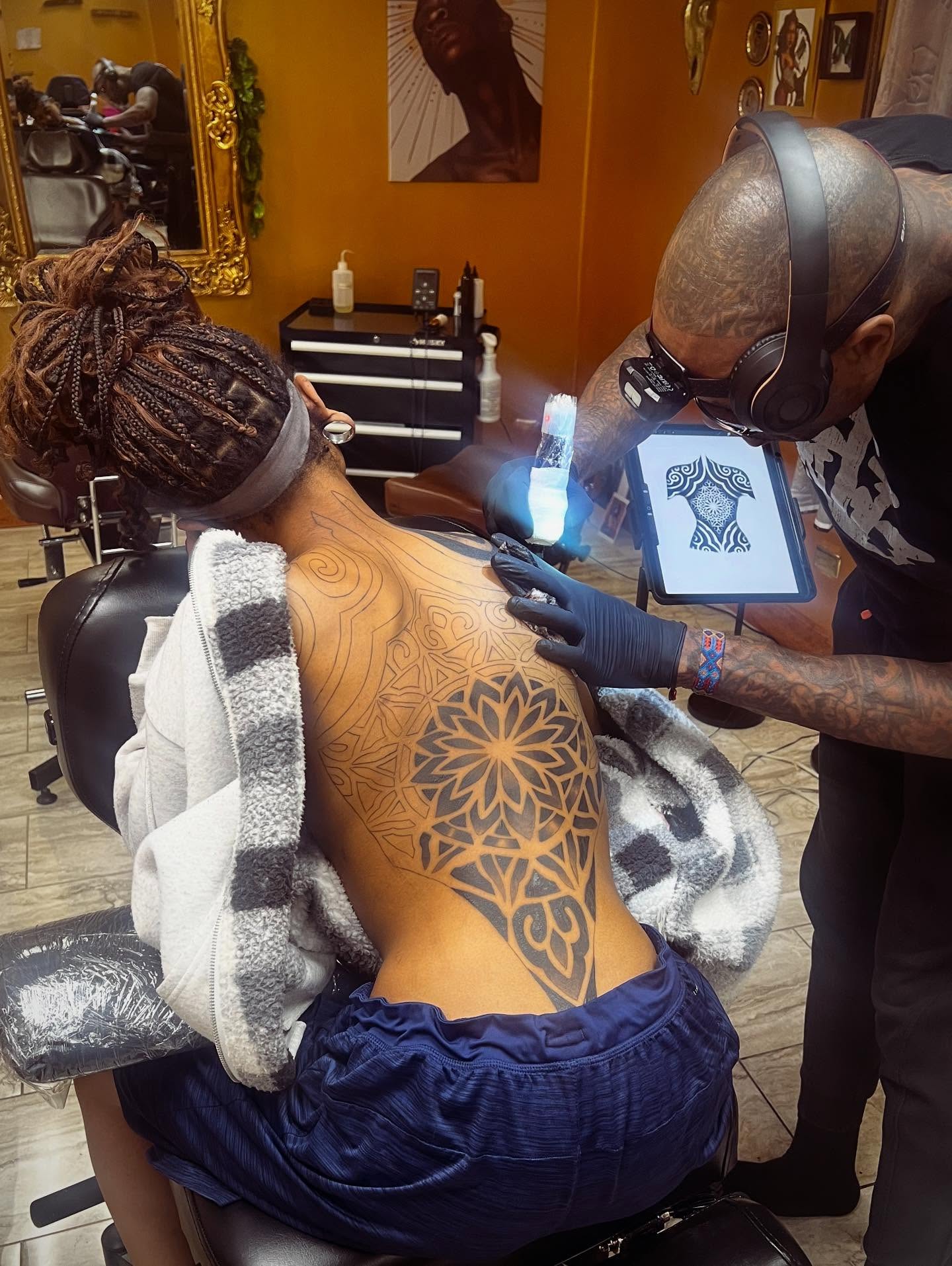 Geometric mandala geometric tattoo on the back by π’ππ΅π΅π΄ π©°π