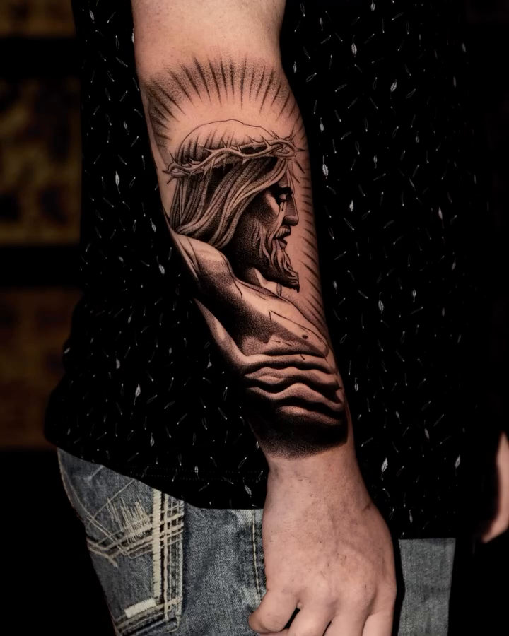 Jesus Christ realism tattoo by John Perez