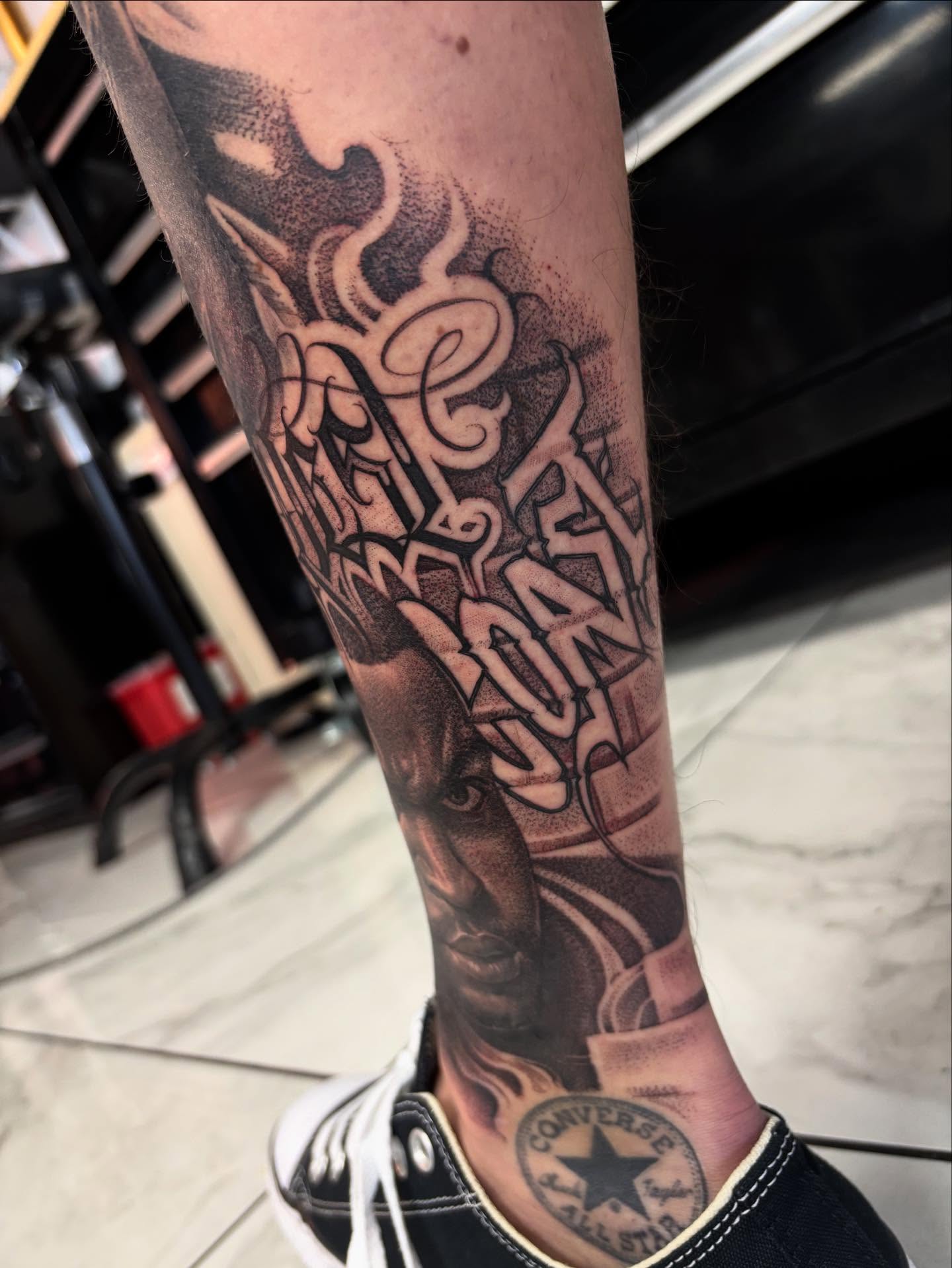 Tattoo by @ashtattooer — black_and_grey, realism