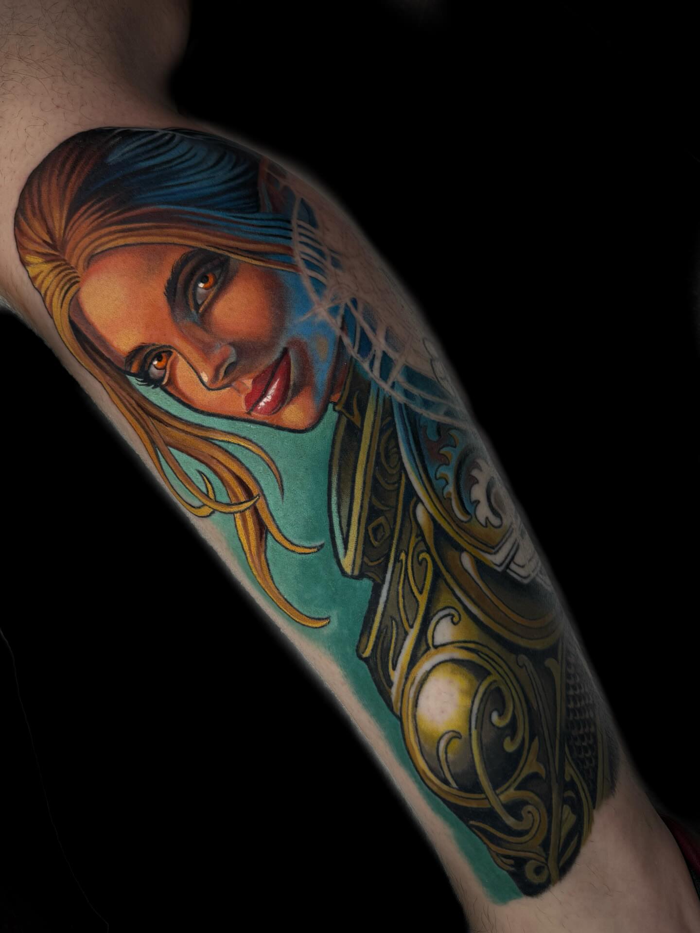Woman realism tattoo on the forearm by Hayden Combs