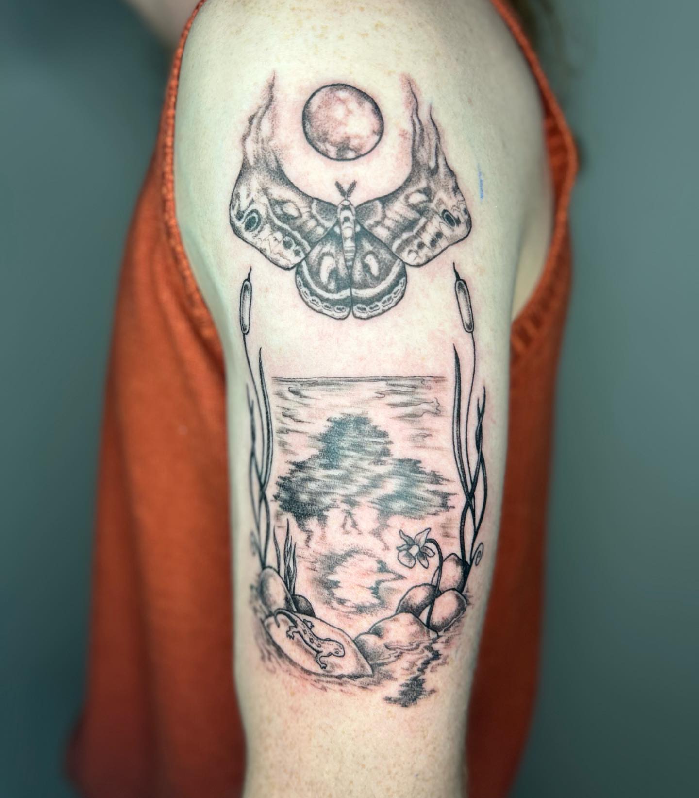 Moth and moon realism tattoo on the forearm by ✧✦ ☻ ✦✧