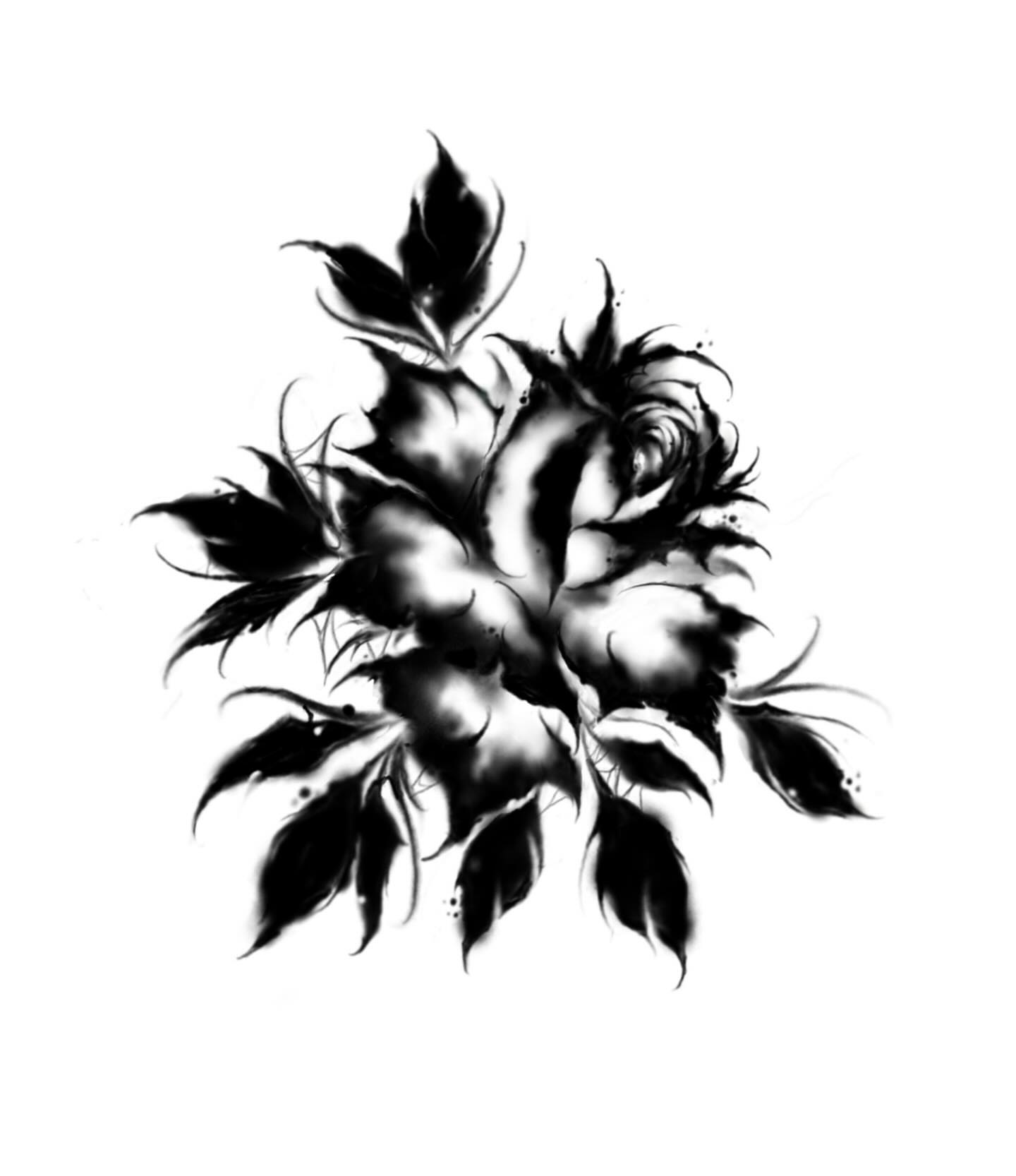 Flower black and grey tattoo by ๐