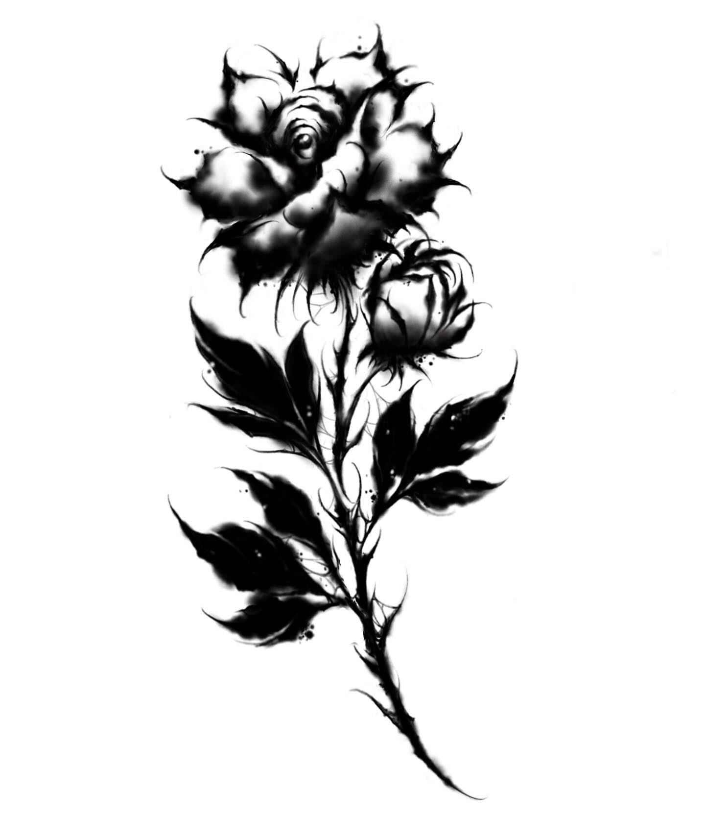 Rose black and grey tattoo by ๐