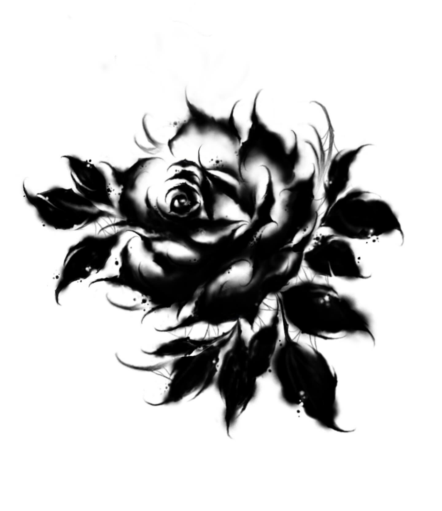 Rose black and grey tattoo by ๐