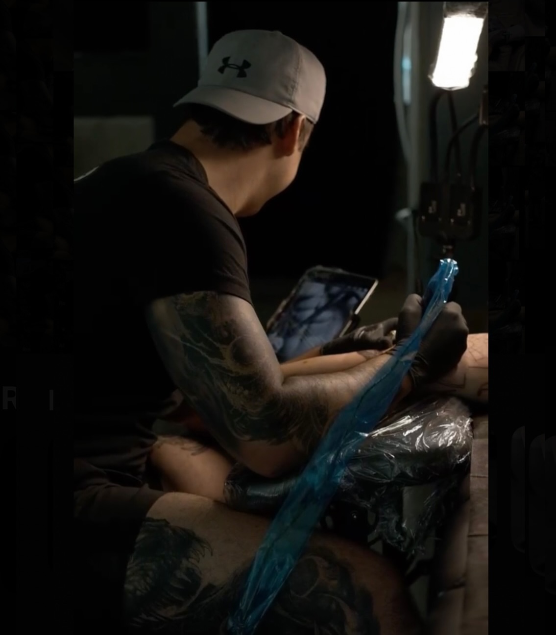 Leg tattoo black and grey tattoo on the leg by Dan Sprague