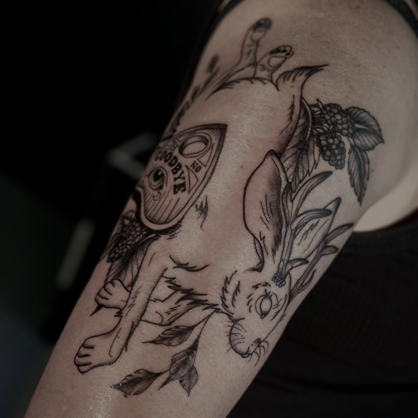 Rabbit andι£θΉ tattoo on the forearm by πΎππ π π·ππ πππππ πΏπππππ π¬πππππ