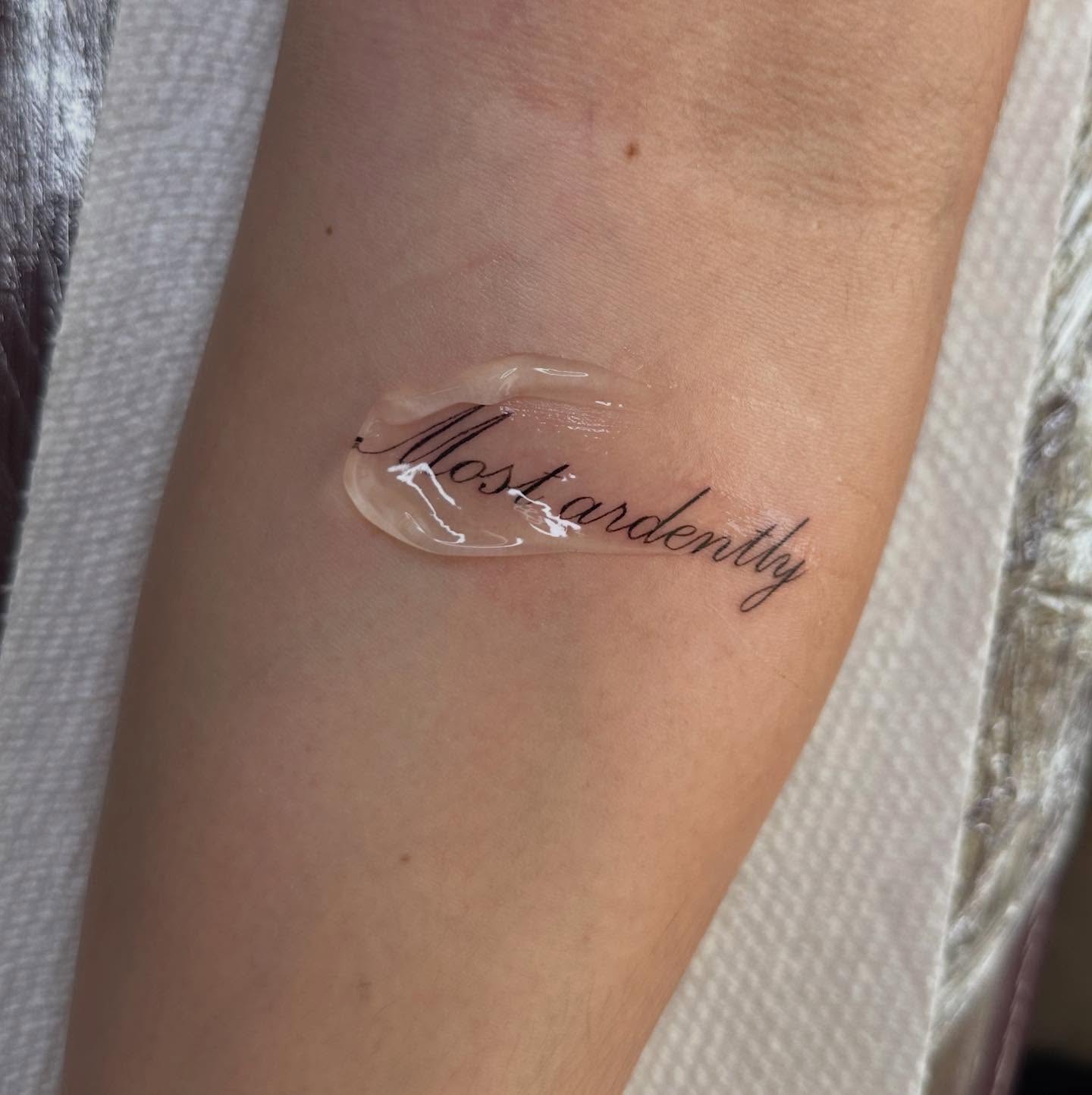 Tattoo by @livlaughtats — lettering_script