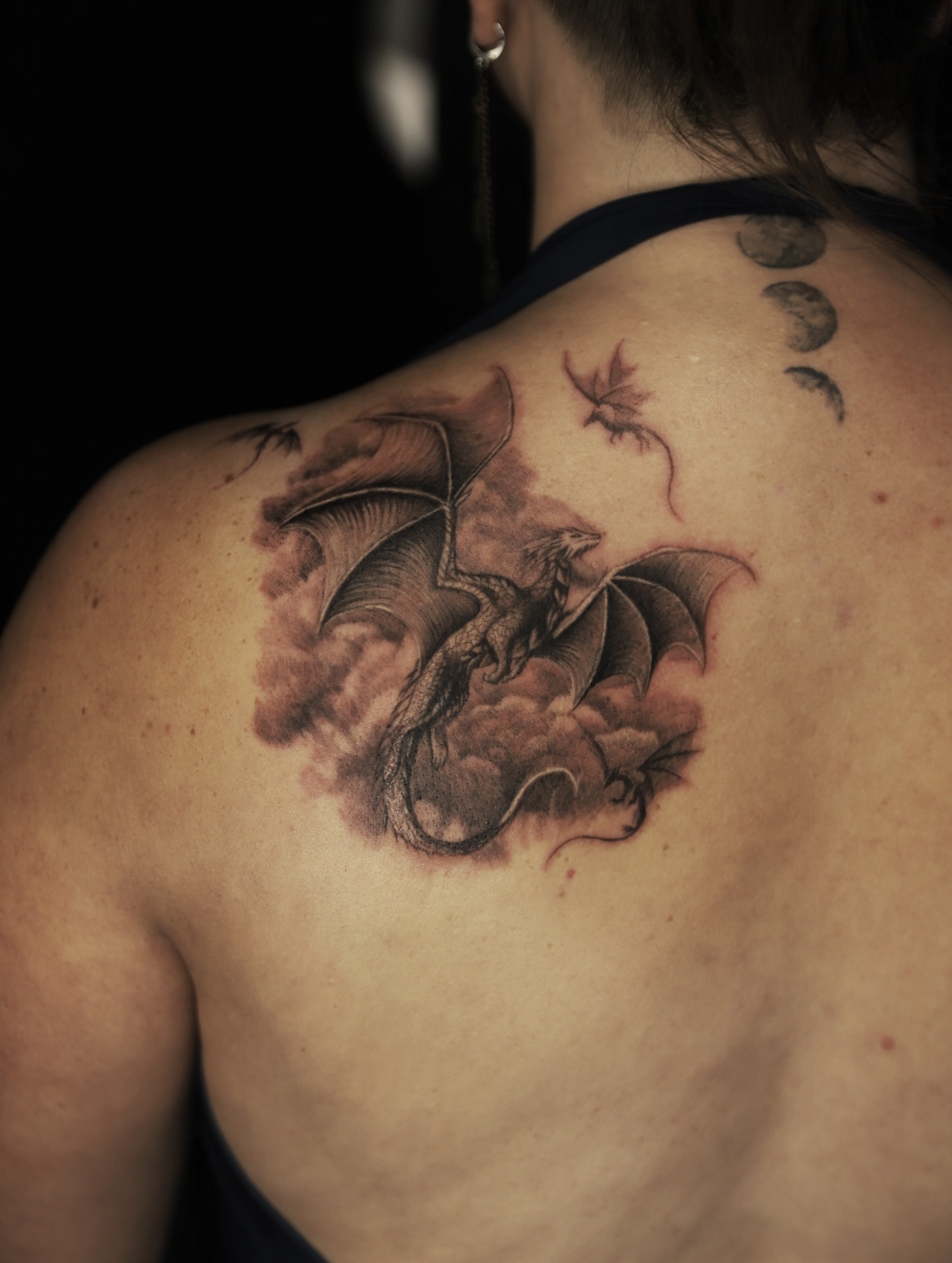 Dragon realism tattoo on the shoulder by Las Vegas tattoo