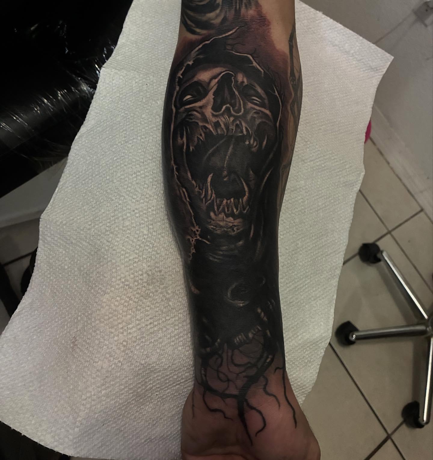 Tattoo by @payaso187 — black_and_grey, realism