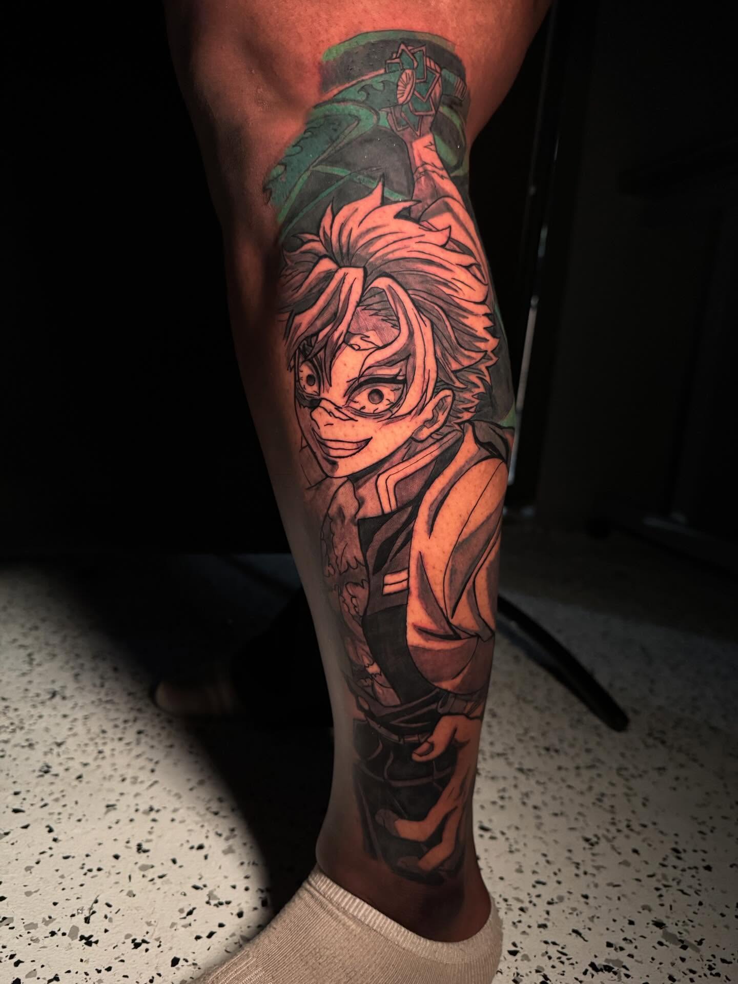 Anime character anime tattoo on the forearm by Anthony Washington, Atlanta, Georgia