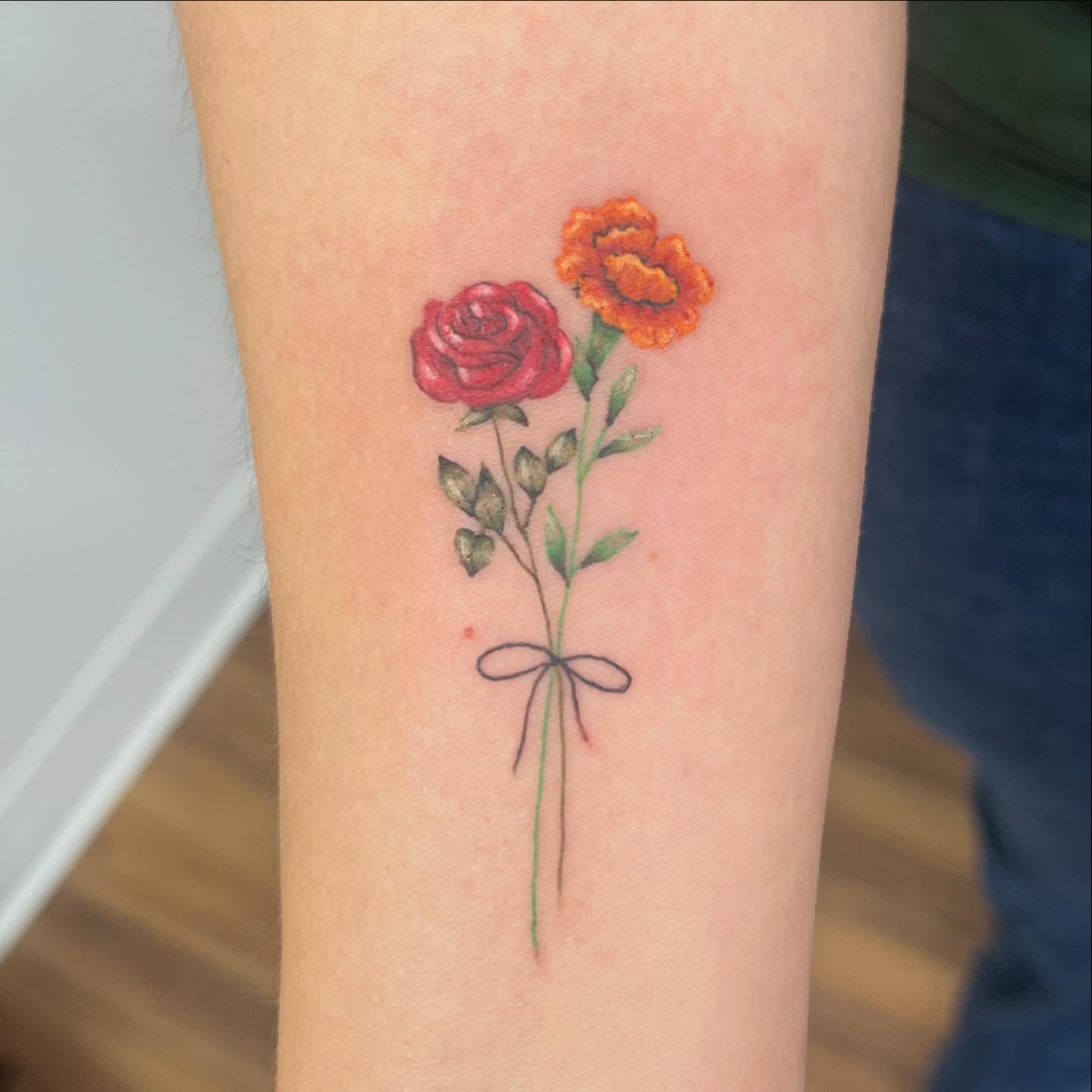 Flowers realism tattoo on the forearm by 🍄‍🟫🍄Moth🍄🍄‍🟫