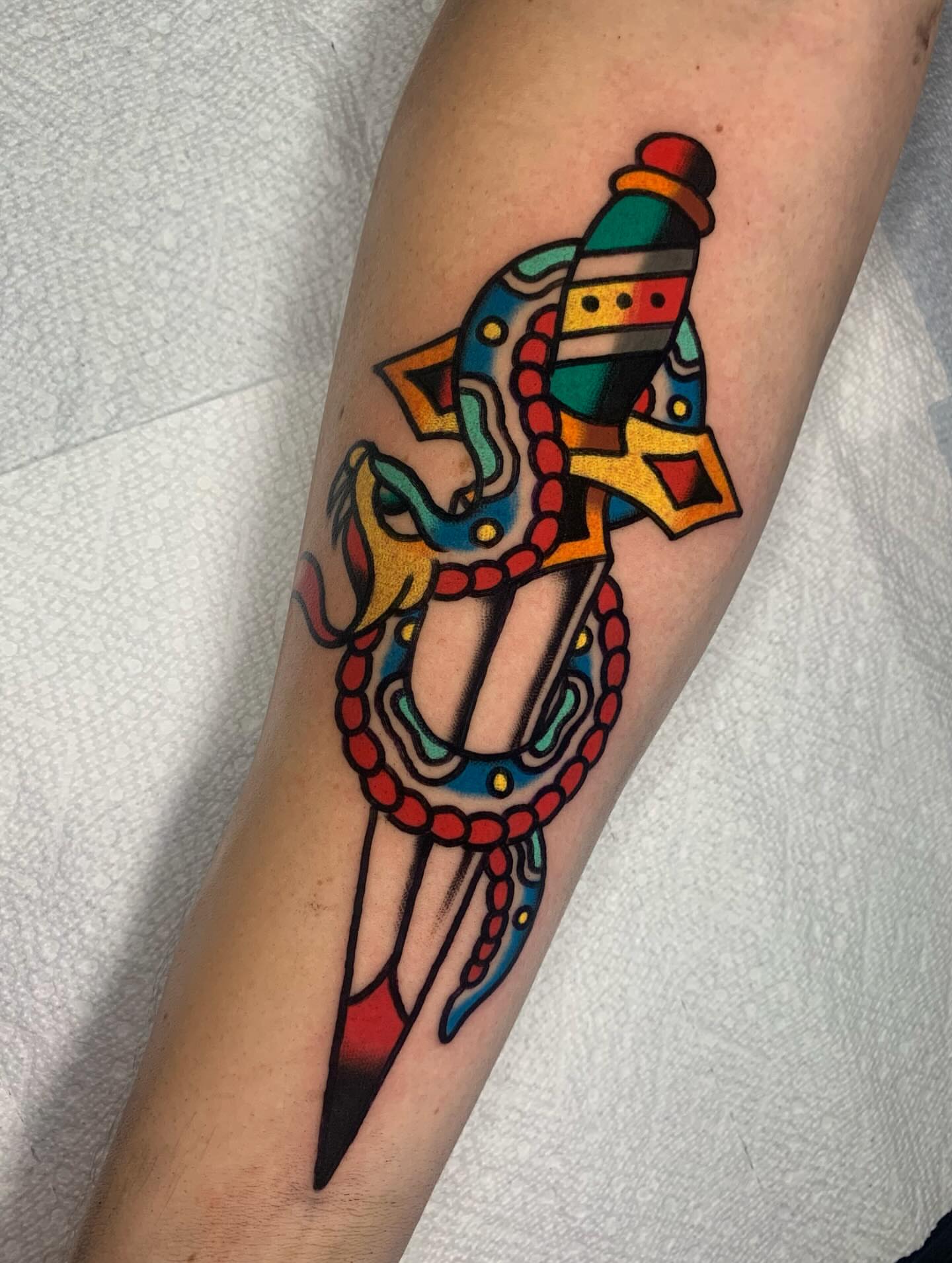 Anchor American traditional tattoo on the forearm by Shawn VanKirk