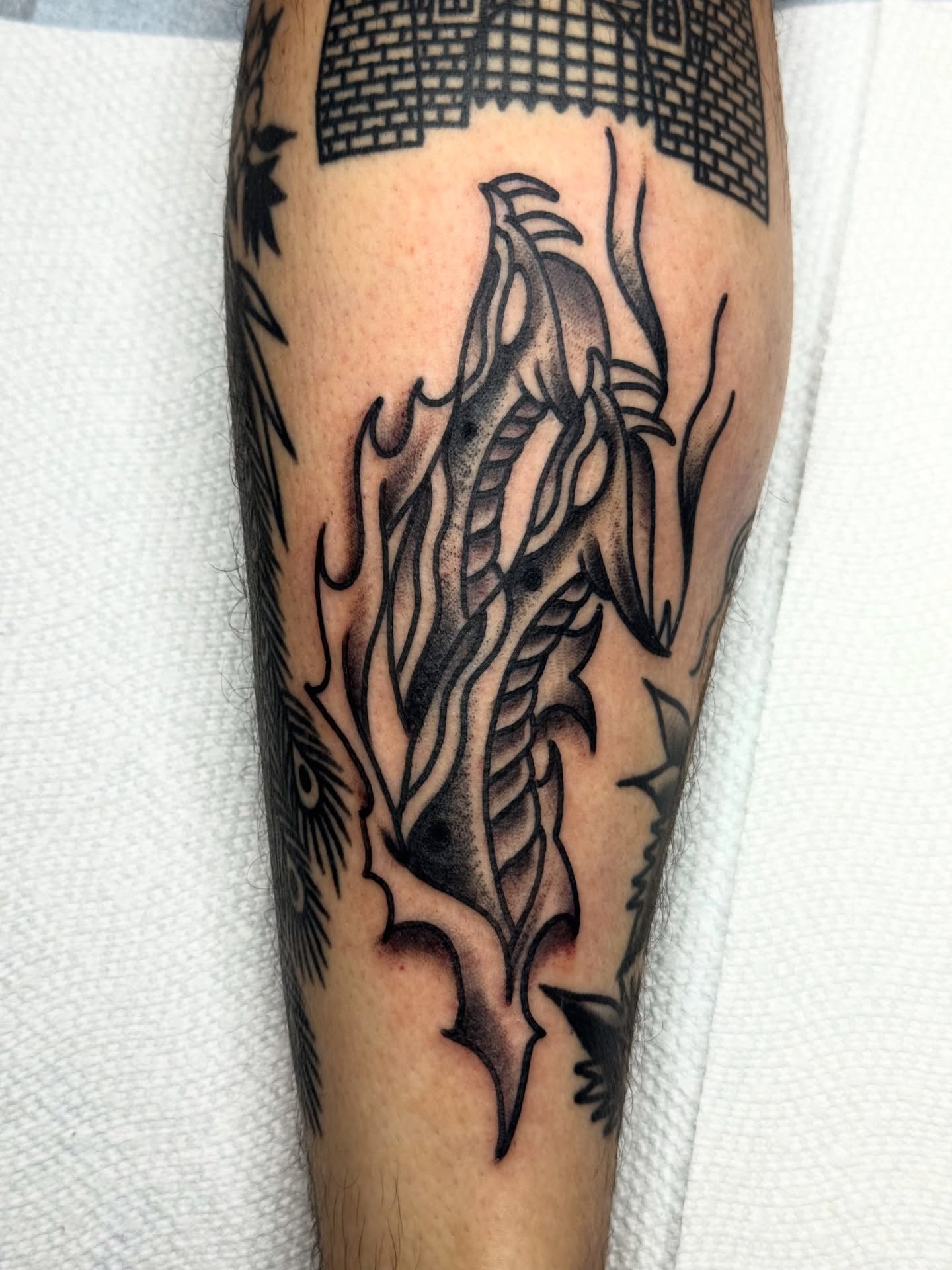 Tattoo by @dustinf_tattoo — black_and_grey