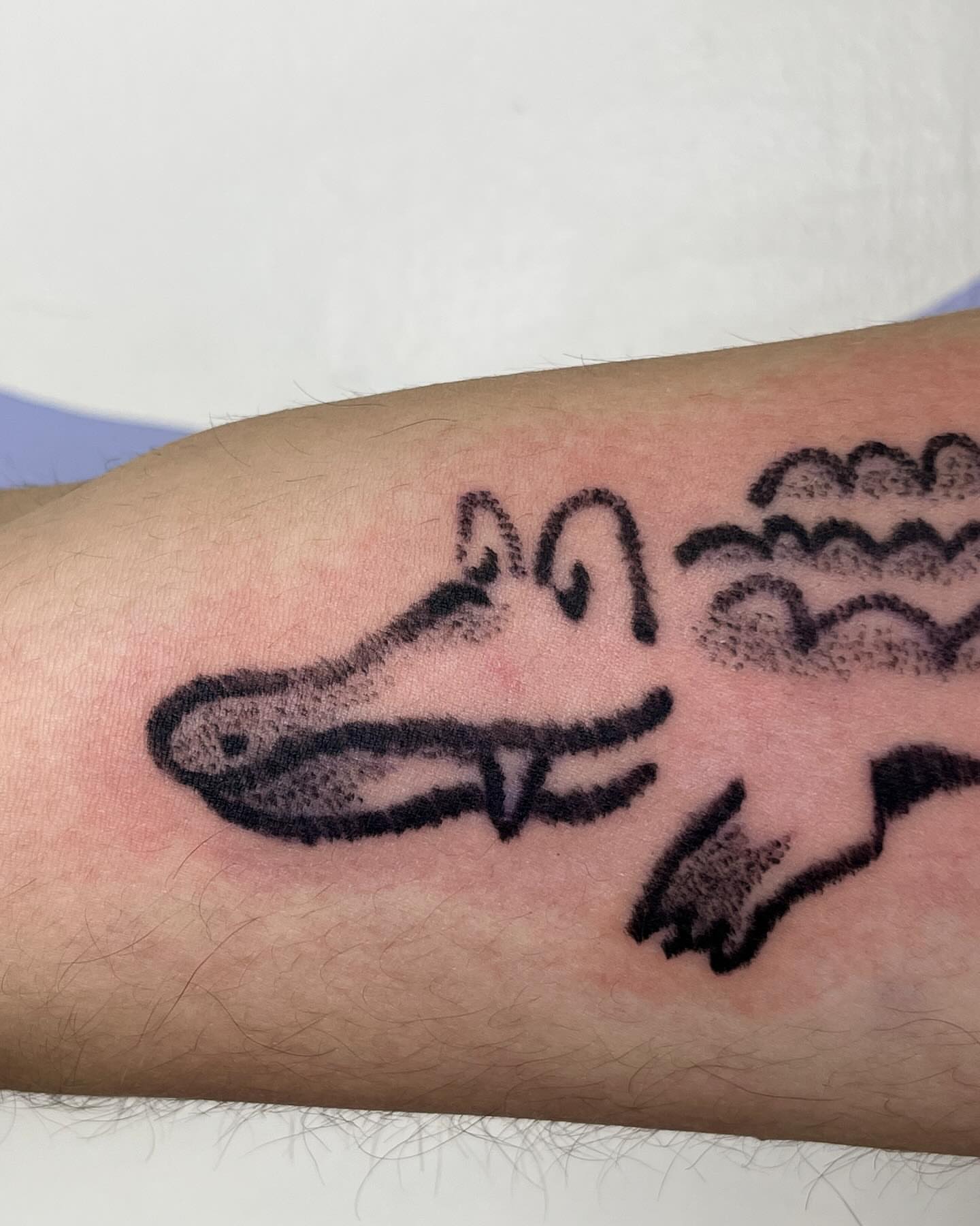 Whale black and grey tattoo on the forearm by luce elias :