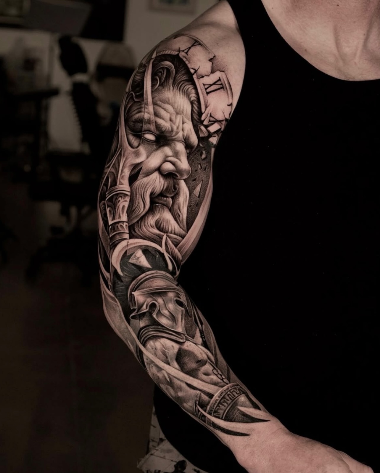 Tattoo by @vicmantattooartist — realism, black_and_grey