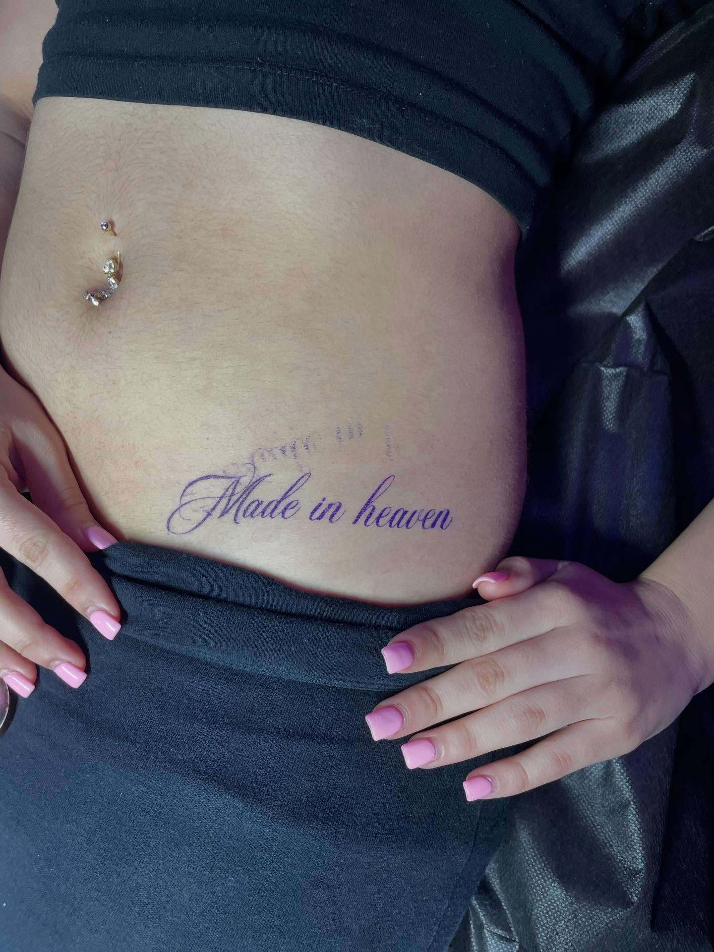Made in heaven lettering script tattoo by 😈headhuncho😈