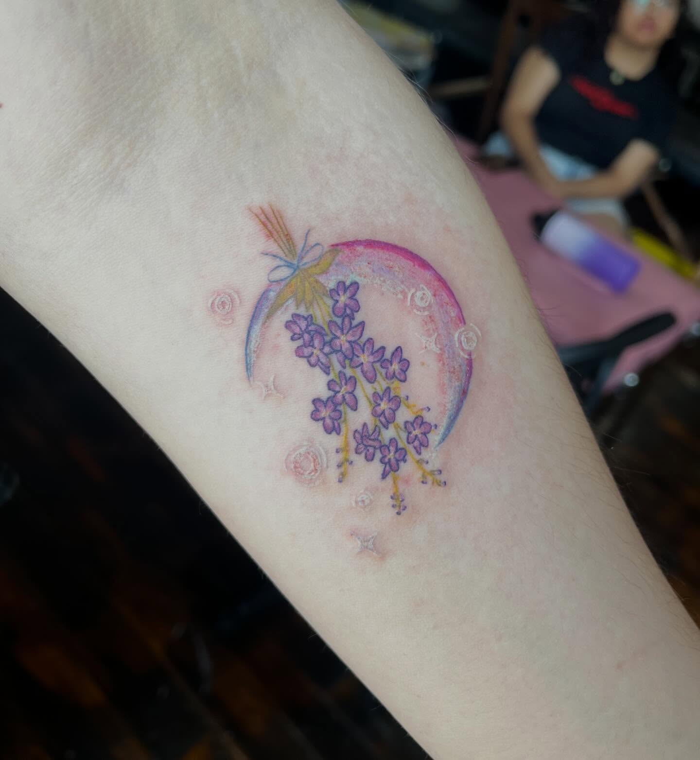 Tattoo by @lilbull.tatts — dotwork, watercolor
