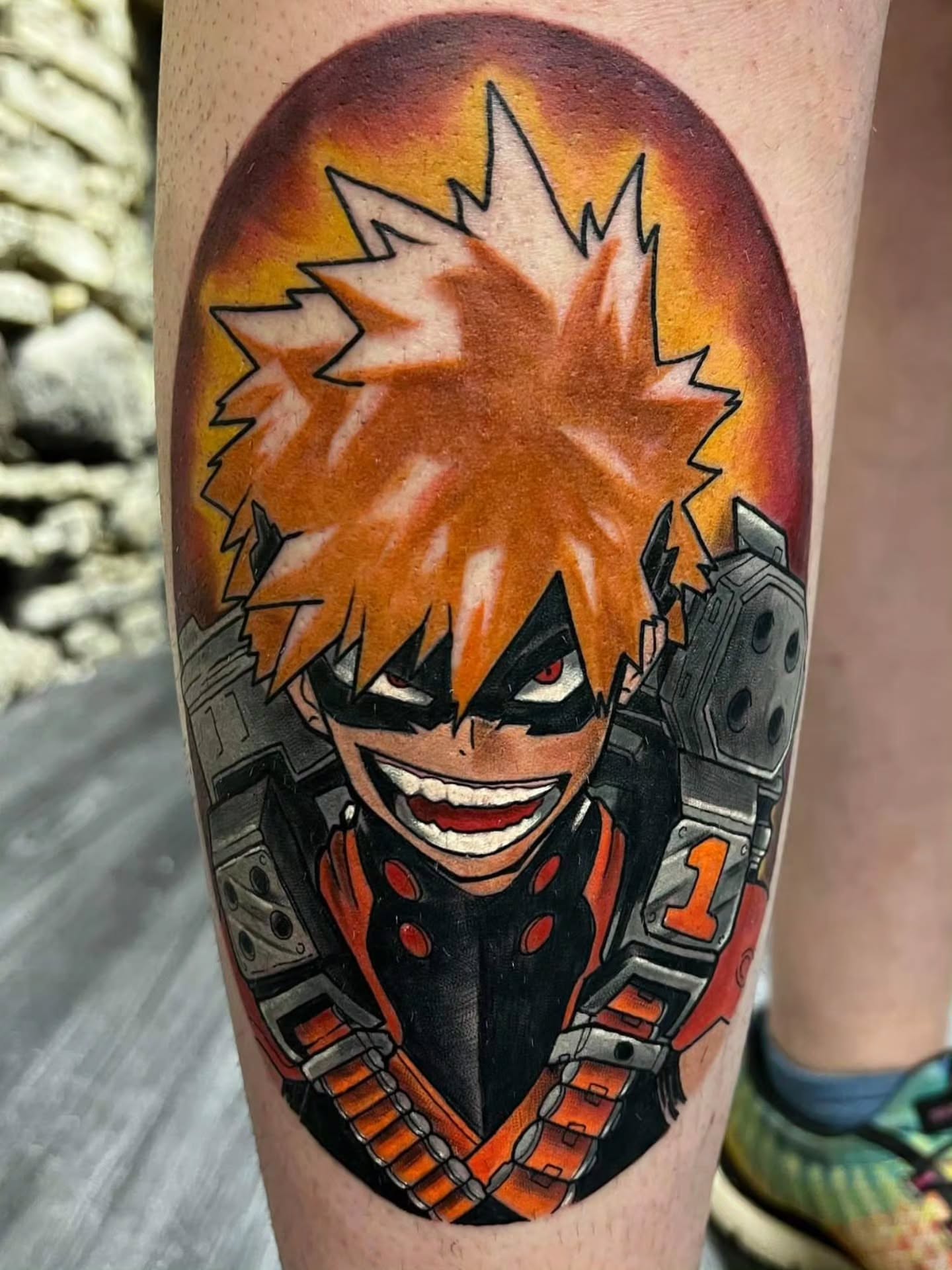 Anime character anime tattoo on the forearm by Devan Vankirk