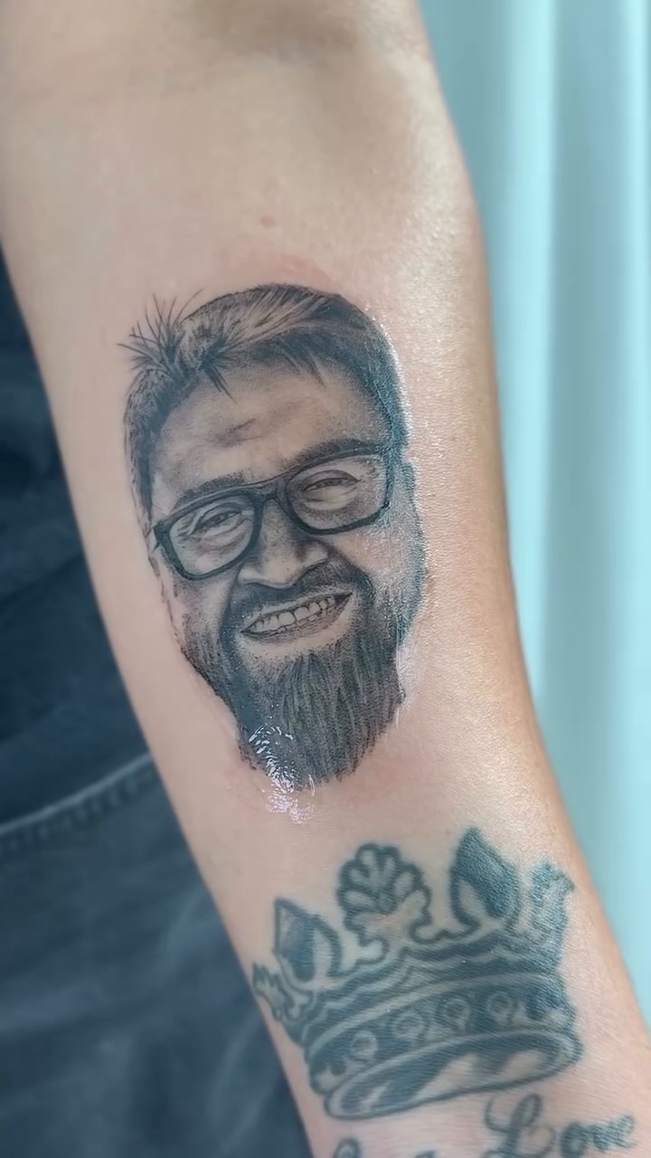 Portrait of a man realism tattoo by Jasmine, Lynnwood, Washington