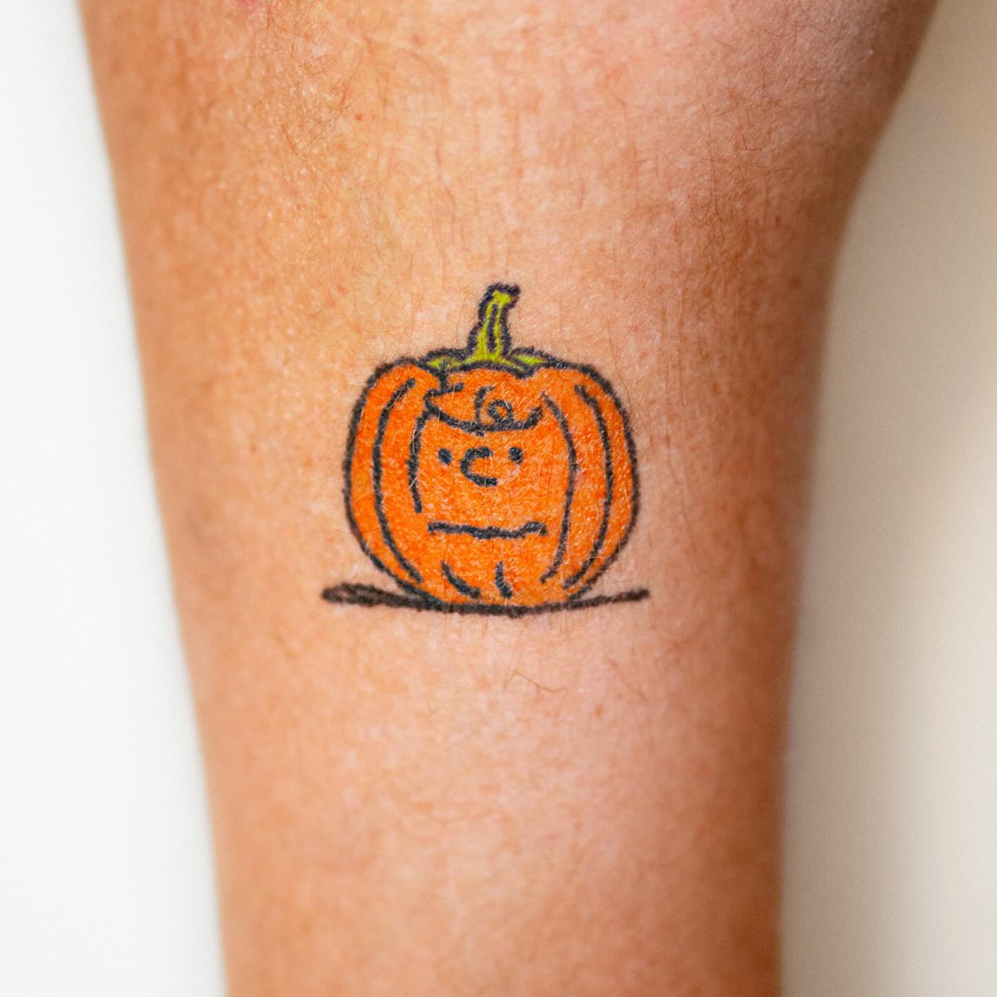 Pumpkin dotwork tattoo on the forearm by Flash Boom Bang Tattoo