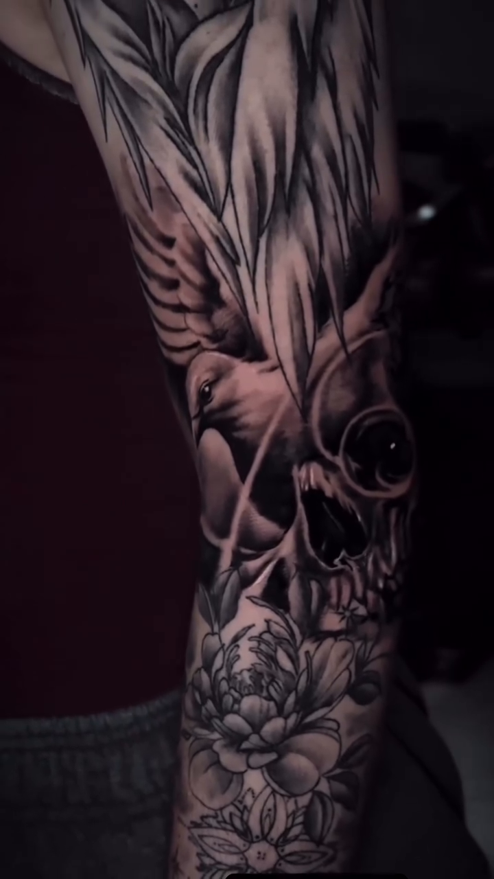 Tattoo by @mannyramirezart — dark_realism, black_and_grey
