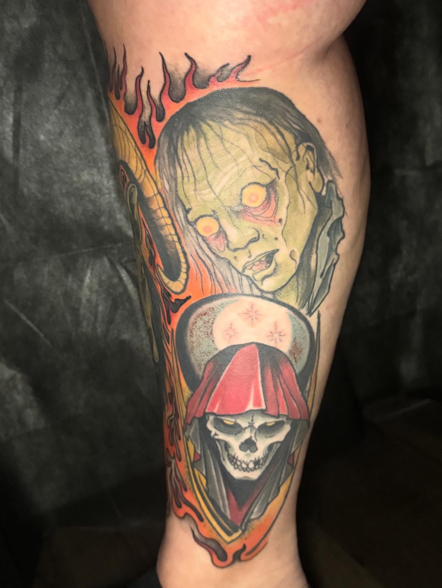 Tattoo by @ryaneugene1 — american_traditional, dark_realism