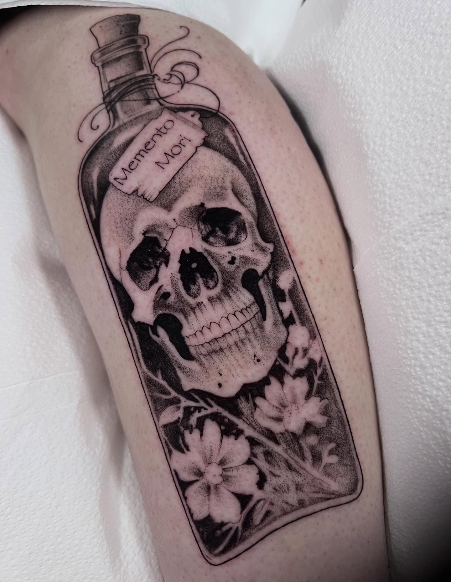 Tattoo by @annawolfftattoos — black_and_grey, realism